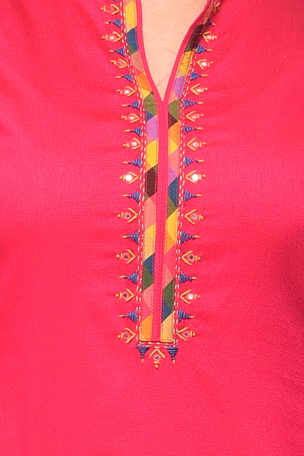 Pink Straight Cotton Kurta image number 4