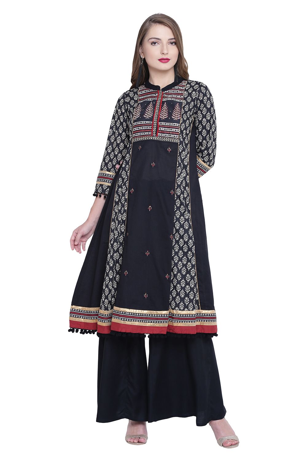Black Kalidar Cotton Kurta image number 0