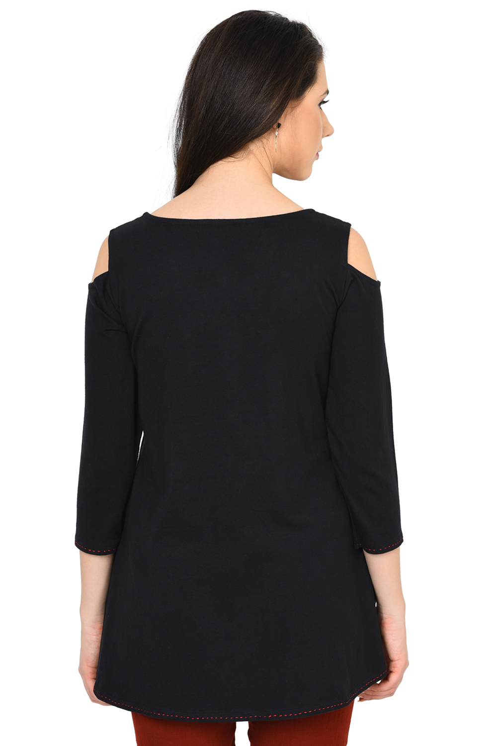 Black Straight Viscose Indie Top image number 4