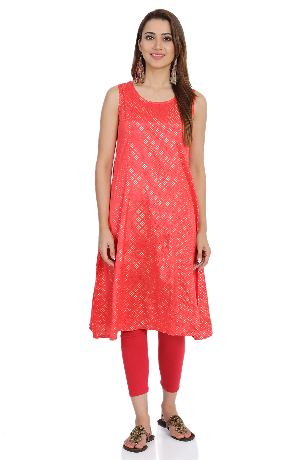 Coral Front open Viscose Kurta image number 4