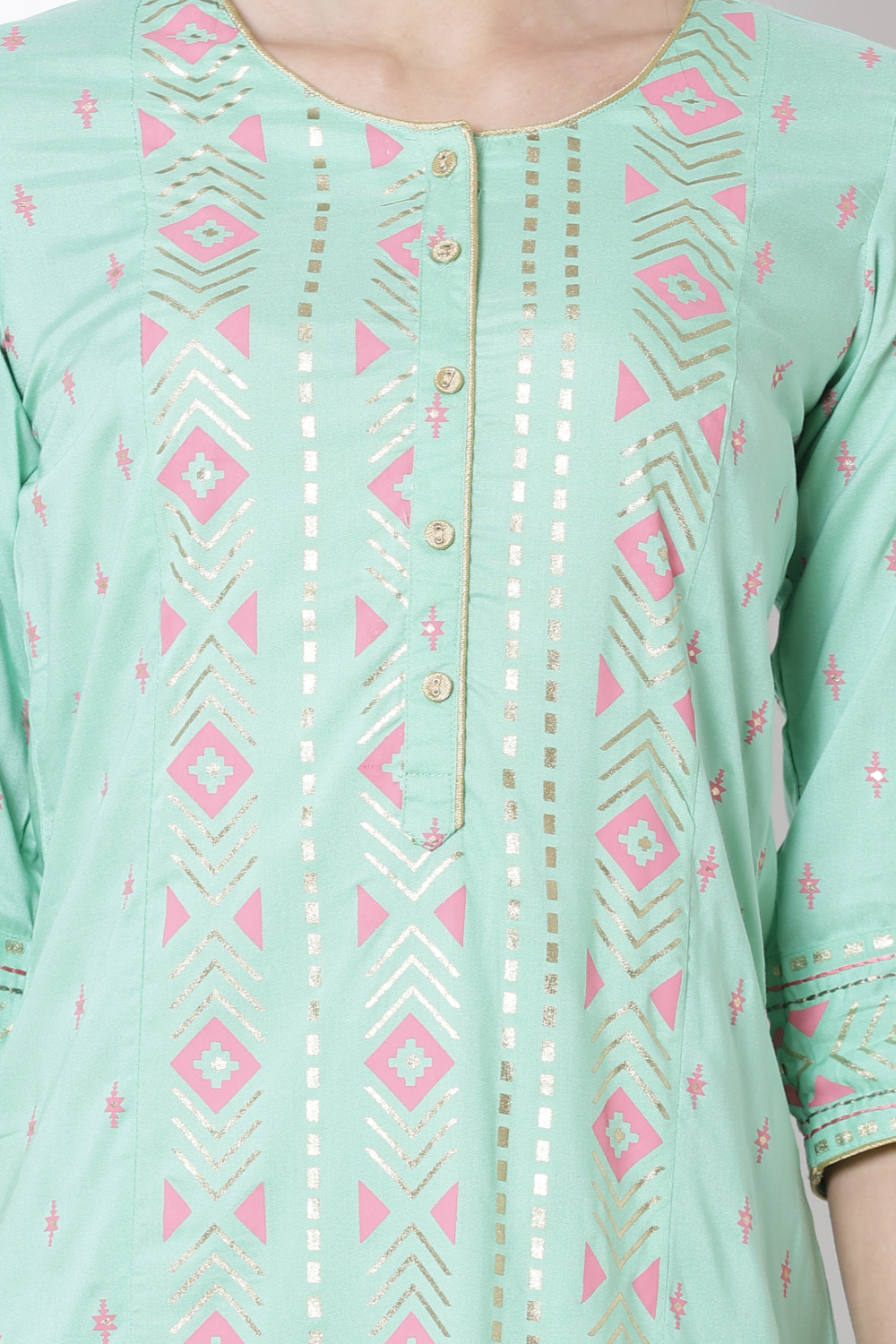 Mint Green Viscose A-Line Kurta image number 1