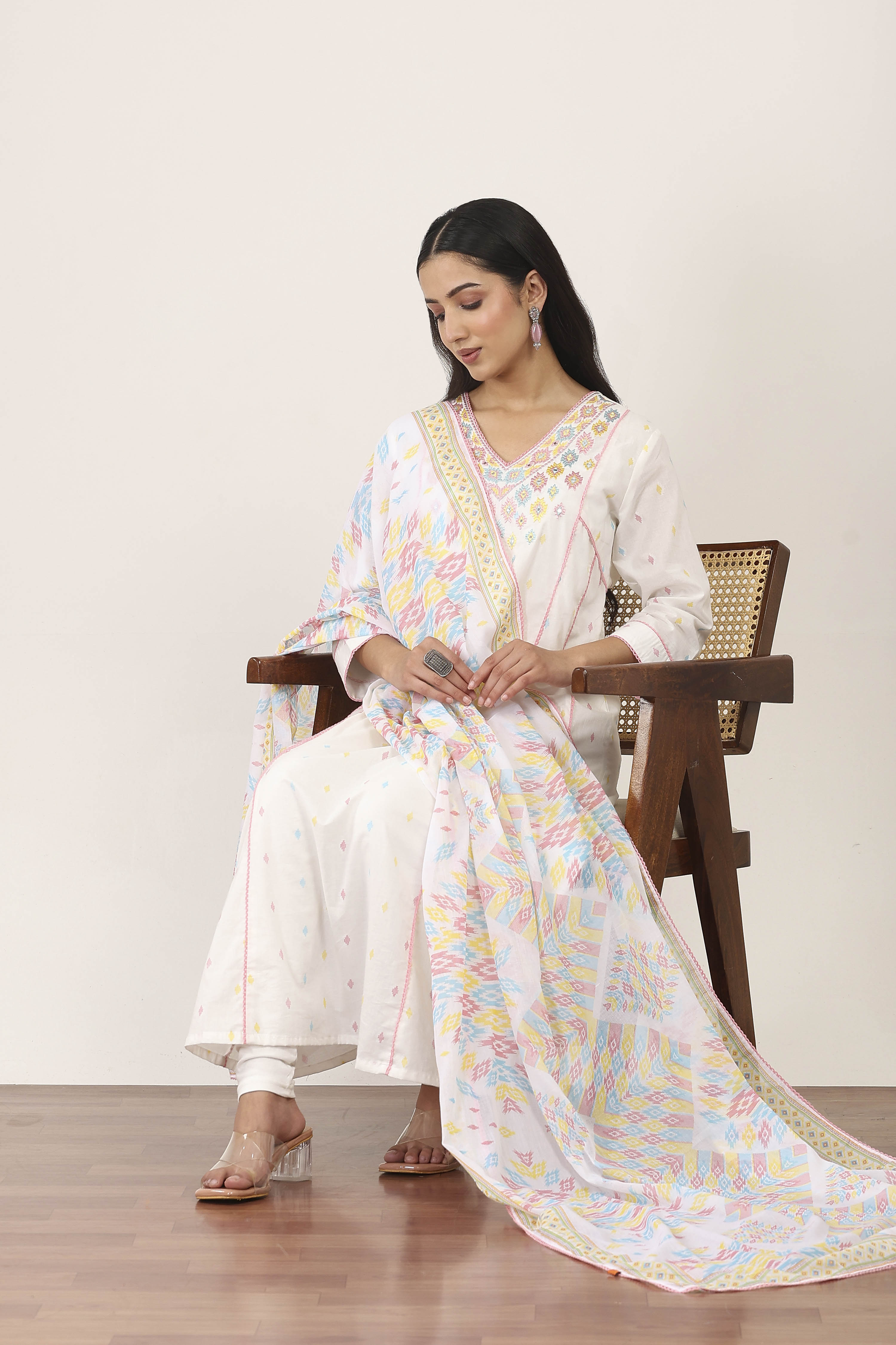 White Cotton Lehenga Sets image number 0