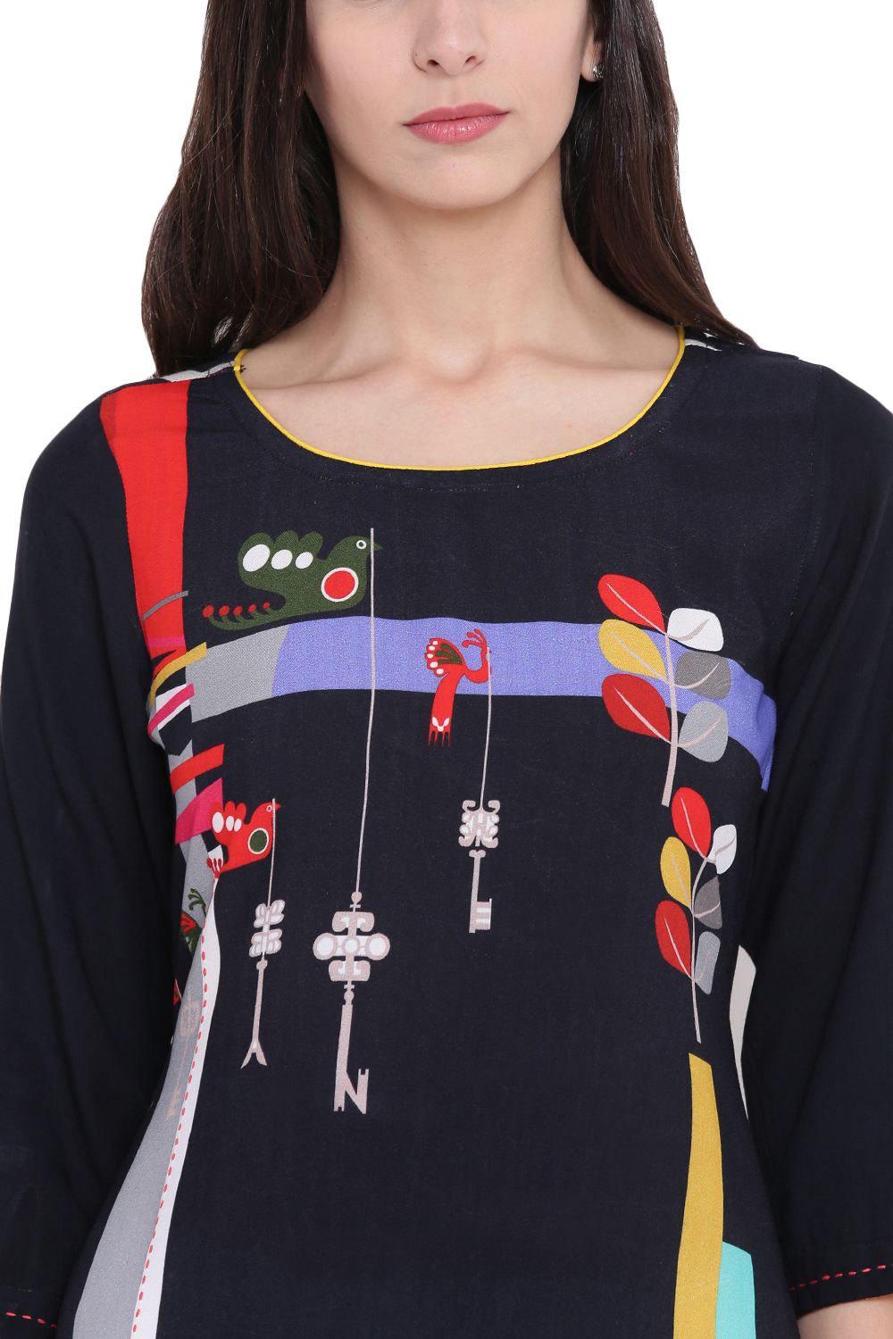 Black Rayon Straight Kurta image number 1
