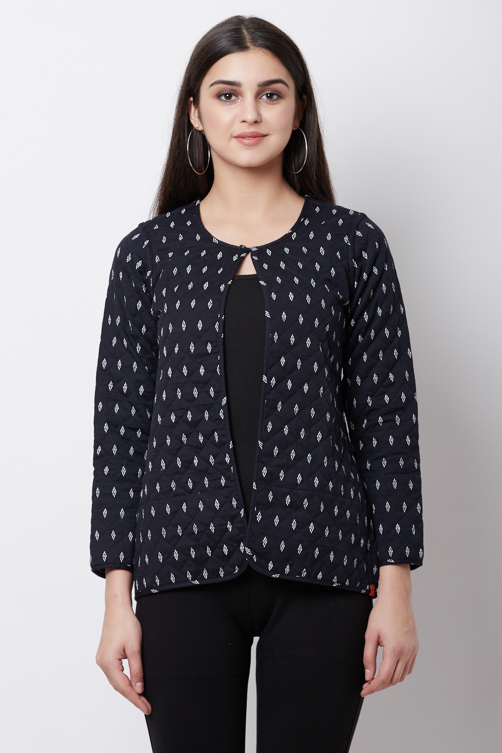 Black Cotton And Flex Straight Jacket image number 0