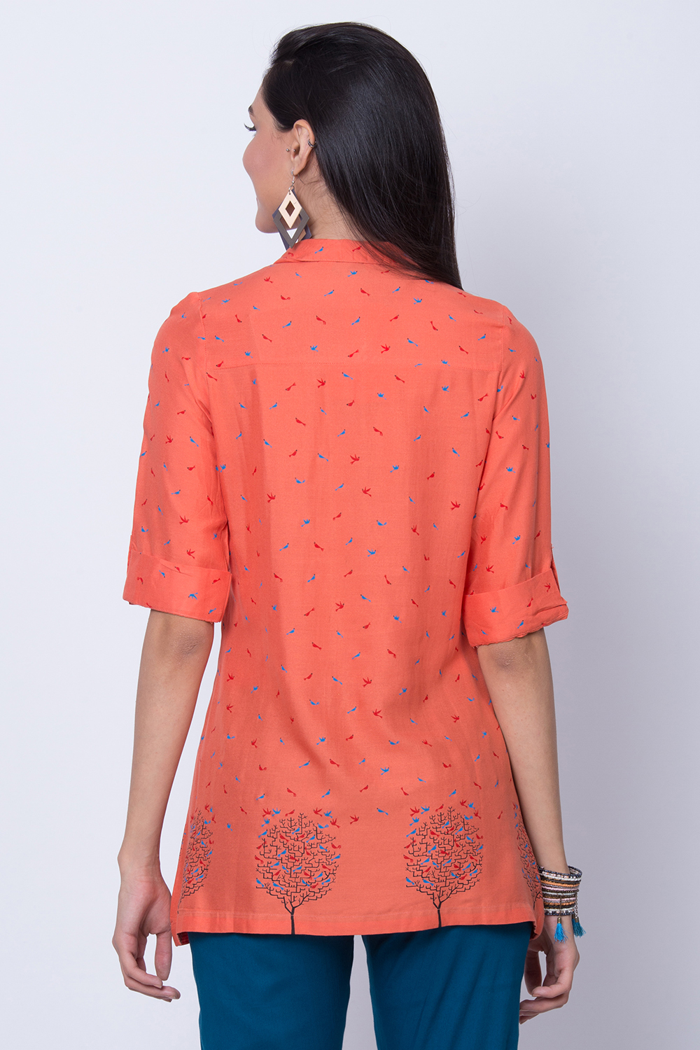 Coral Viscose Rayon Top image number 5