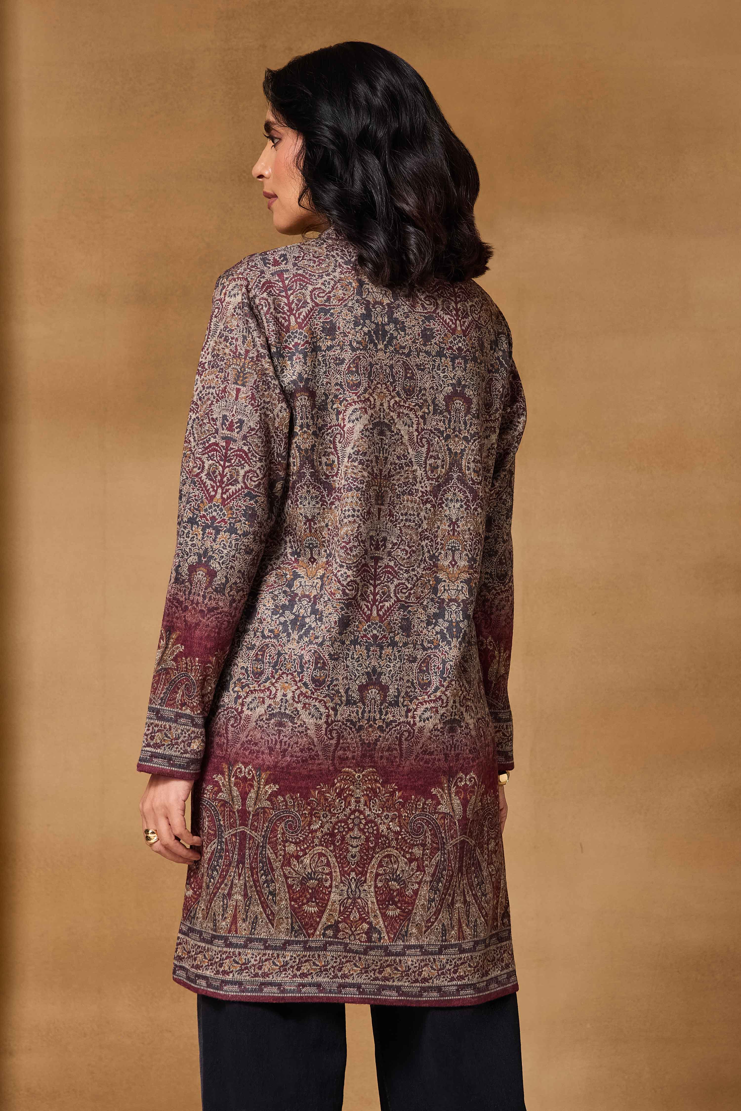 Maroon Polyester Regular Printed Cape image number 4
