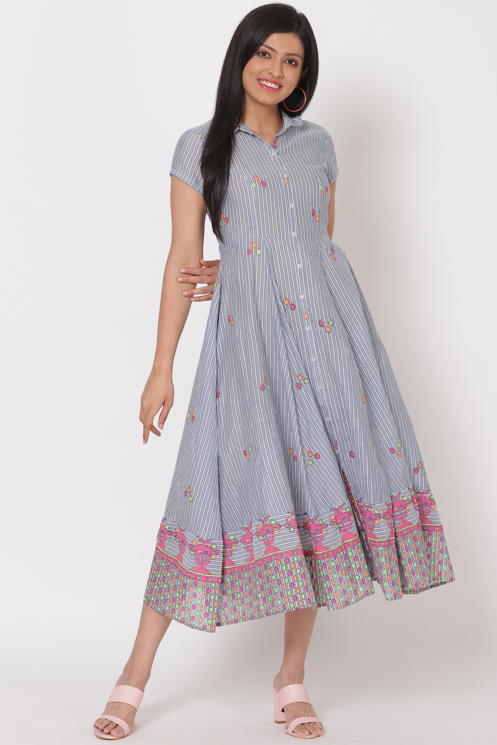 Blue Cotton Kalidar Dress image number 0