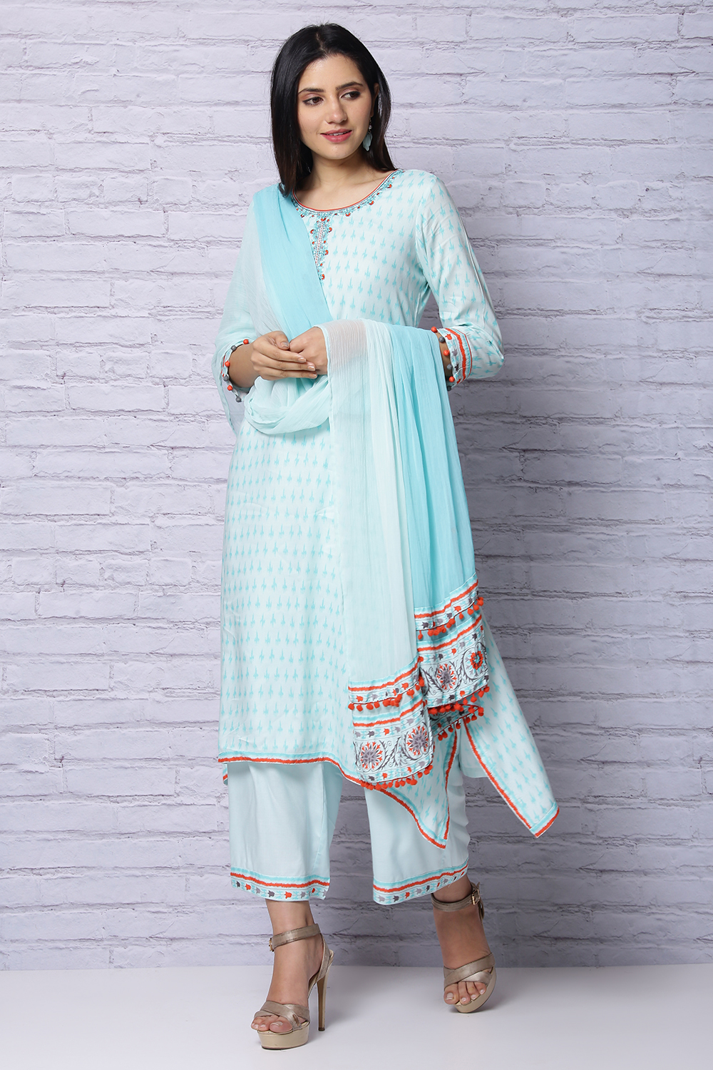 Mint Green Viscose Rayon Asymmetric Kurta image number 0