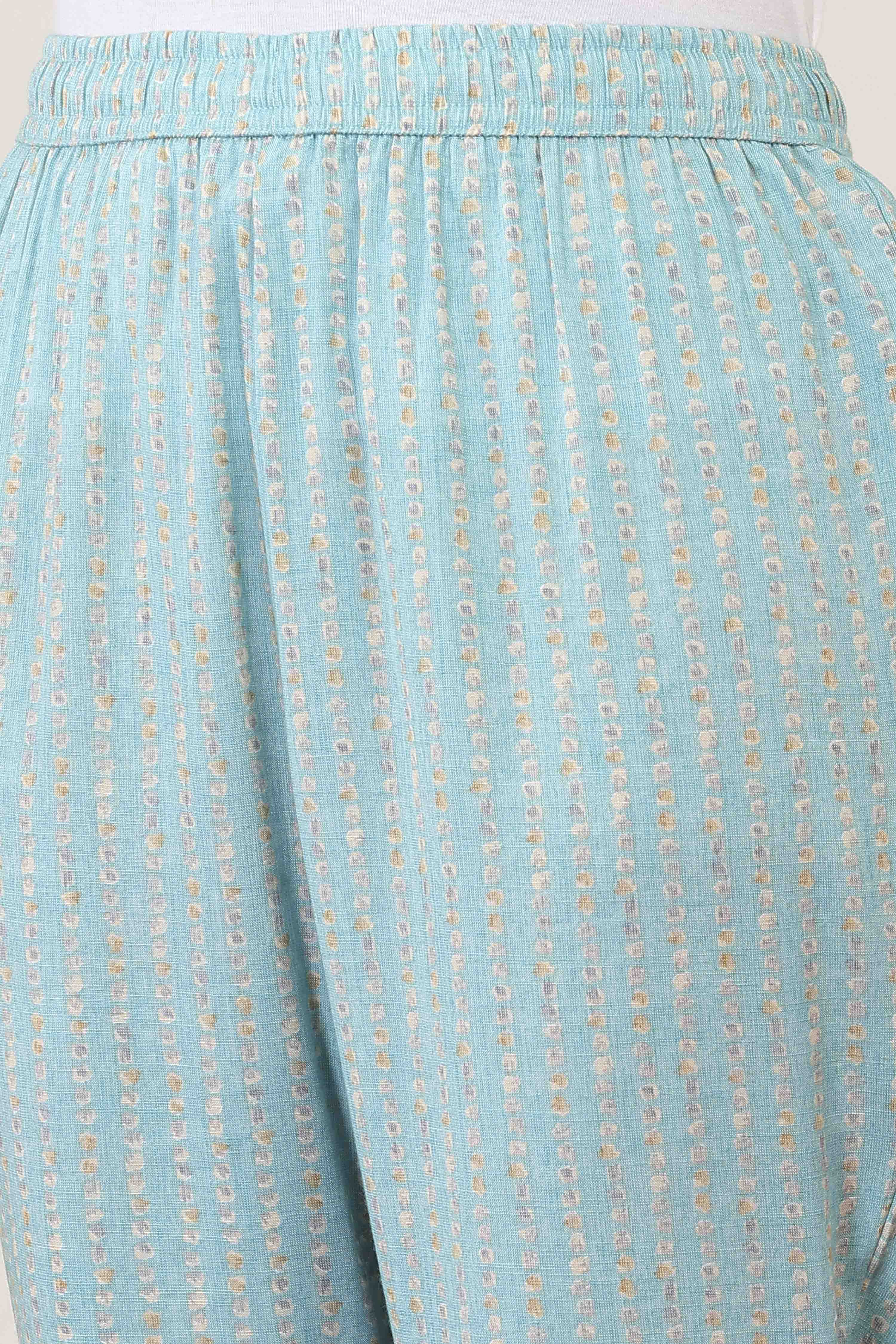 Blue Viscose Polyester Straight Suit Set image number 2