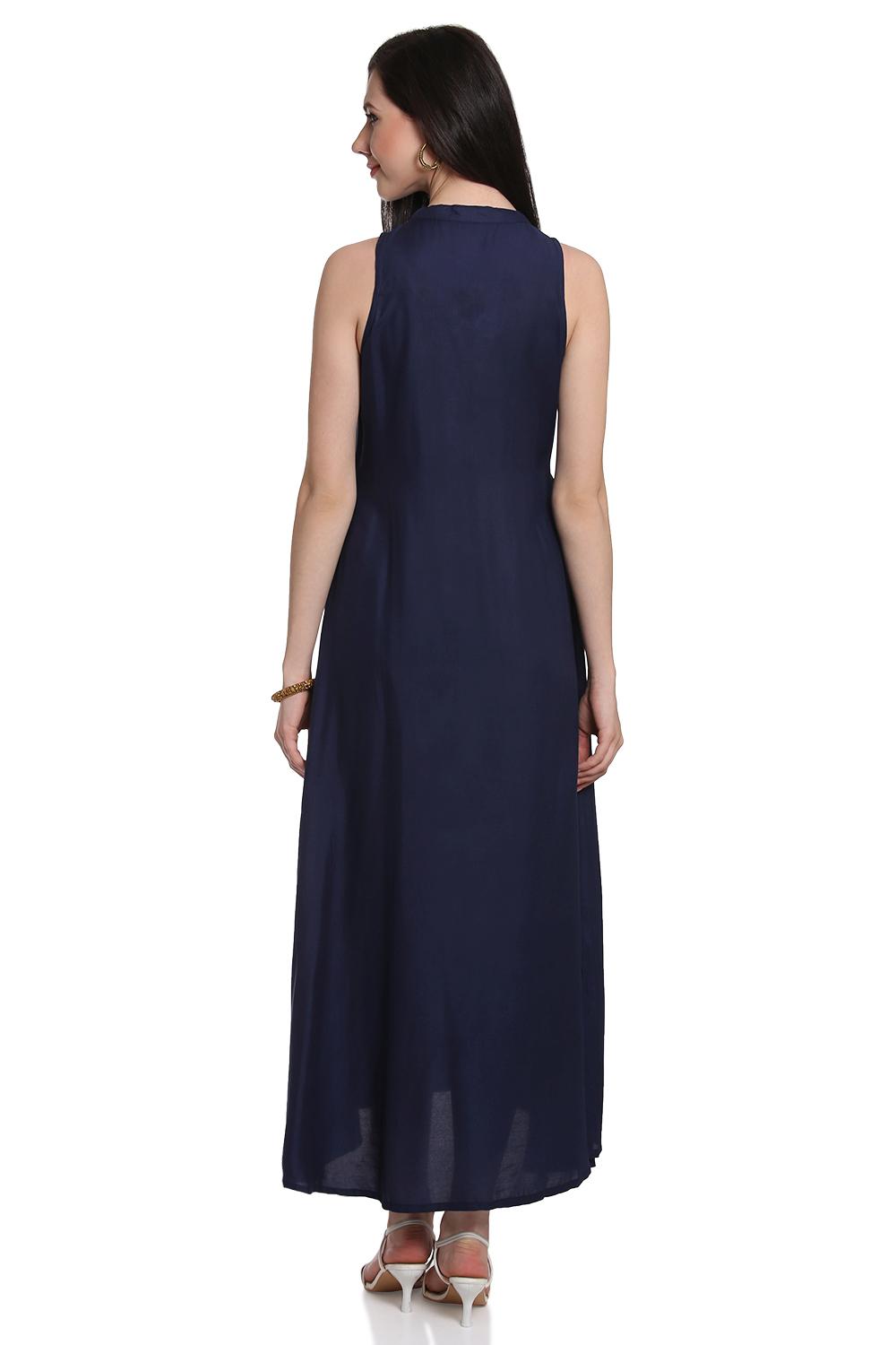 Indigo Rayon A-Line Kurta image number 4