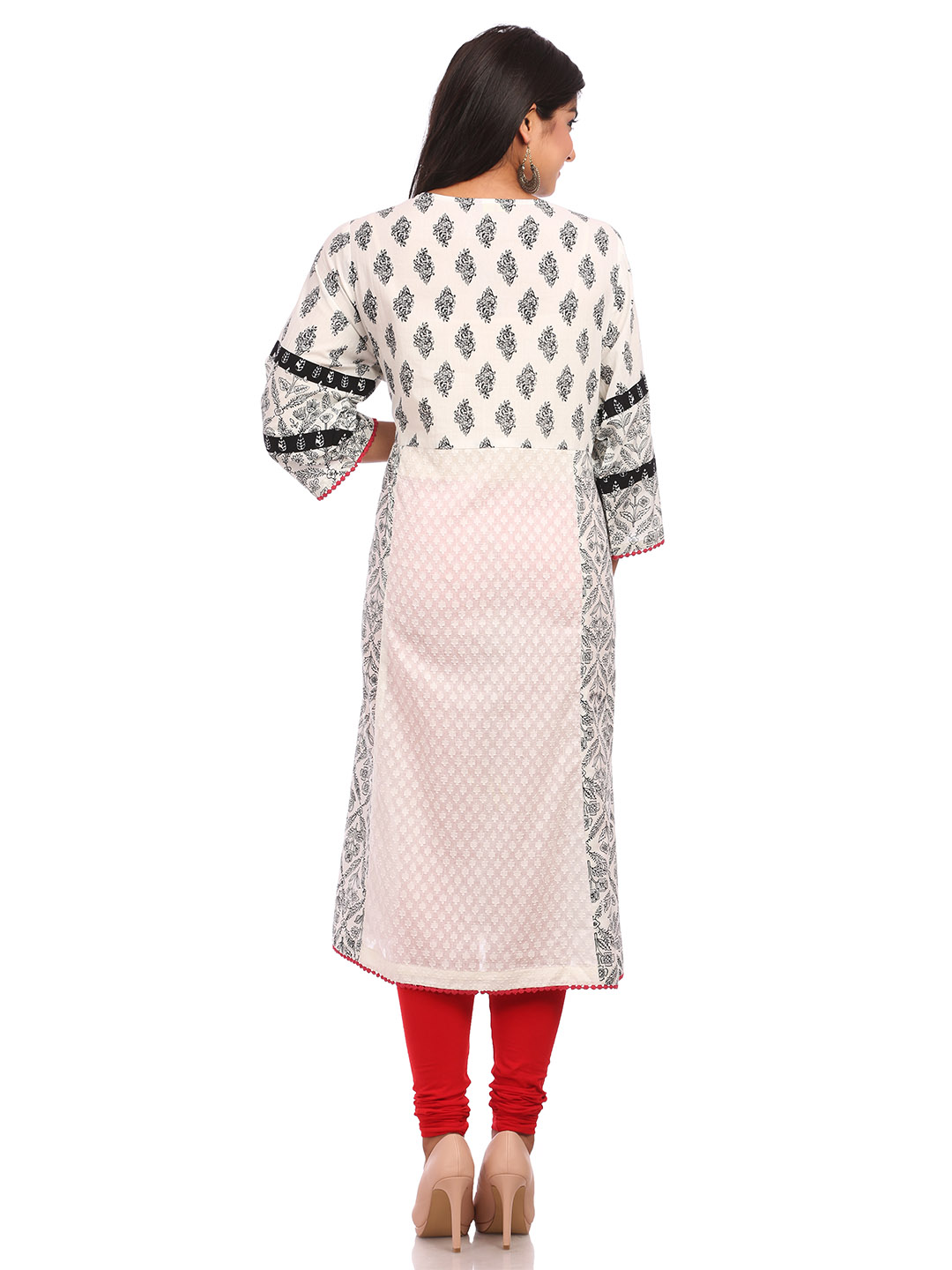 White Flared Cotton Kurta image number 1