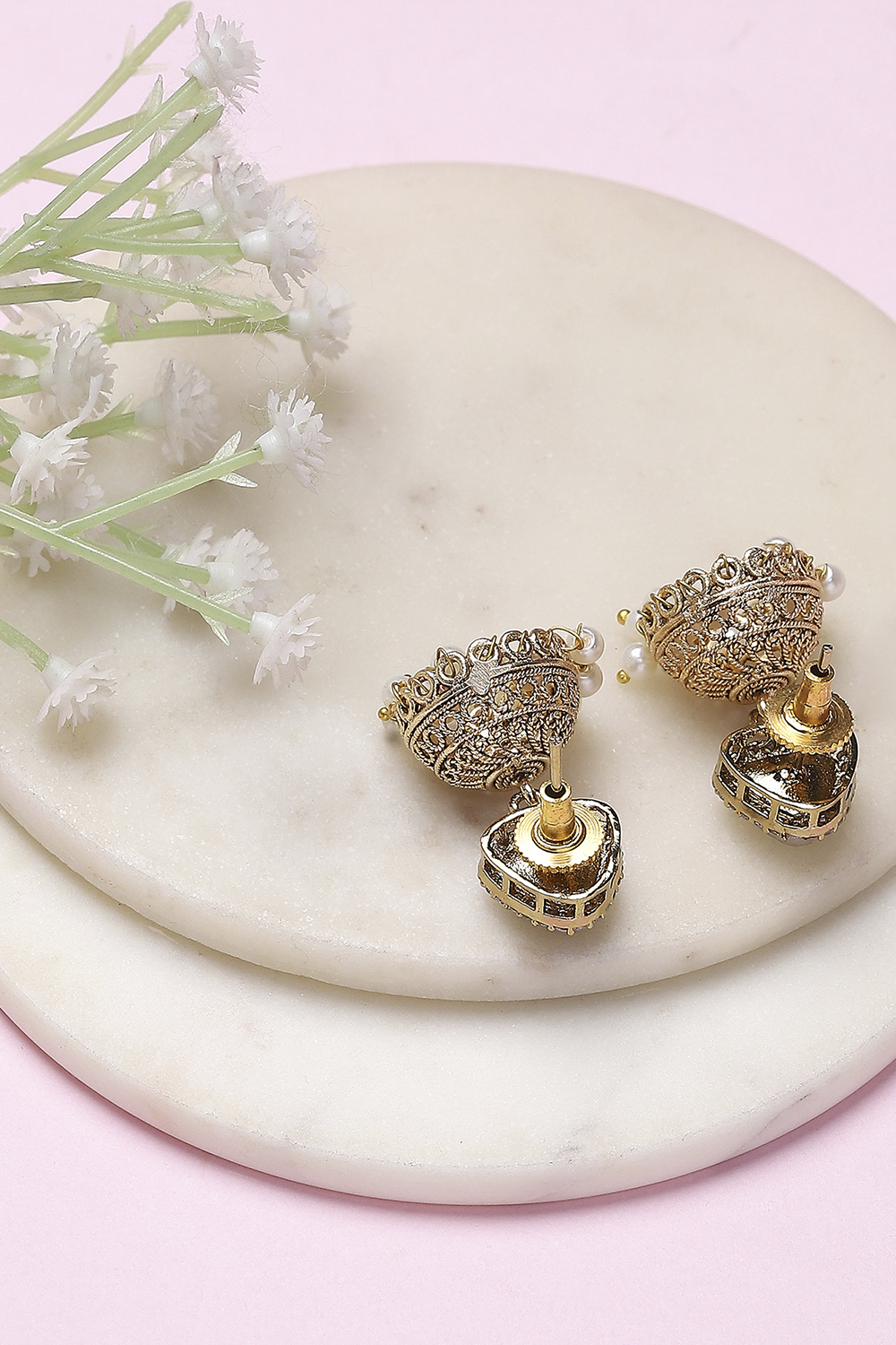 White Brass Jhumka image number 2