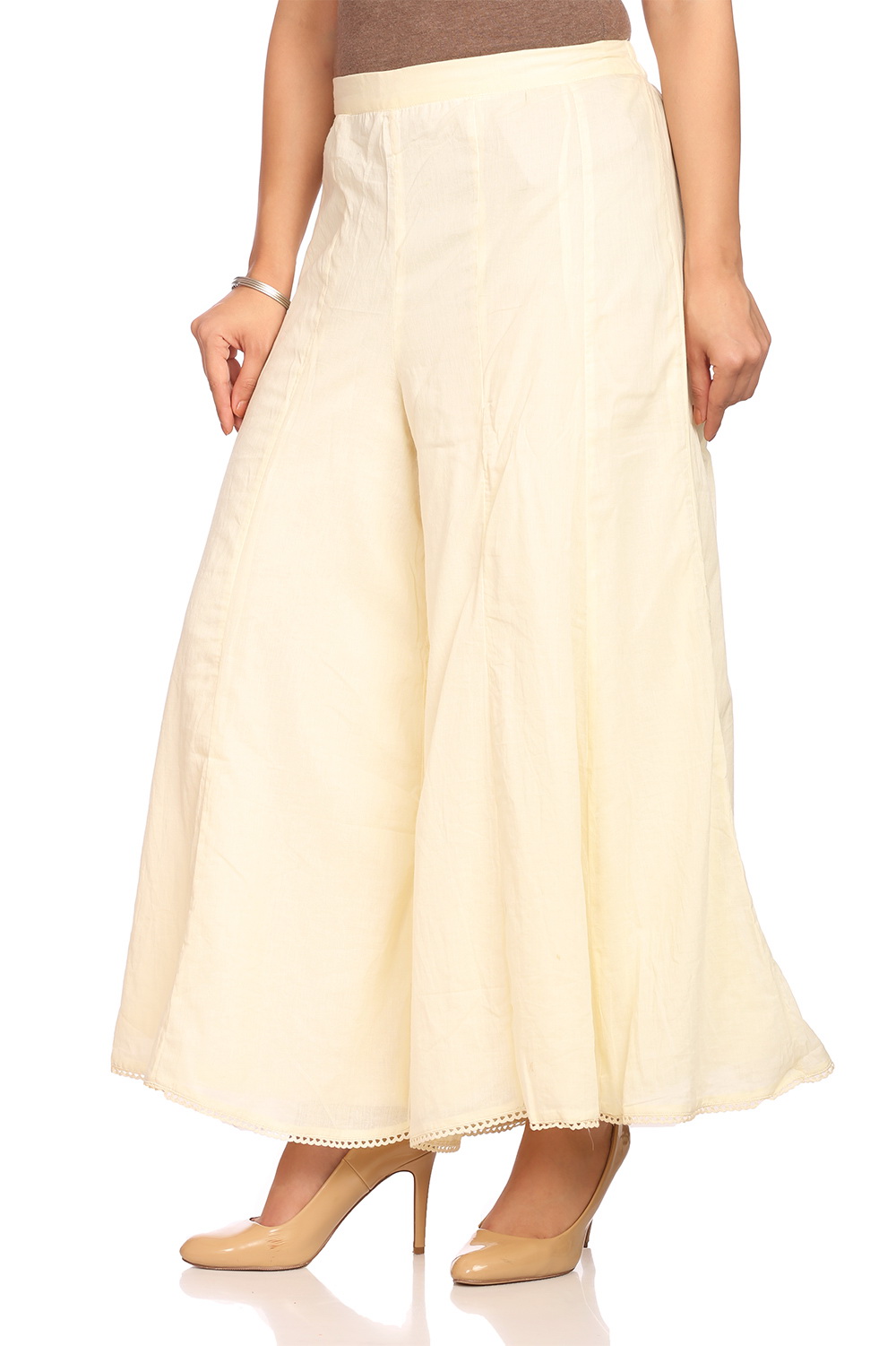 Off White Cotton Palazzo image number 2