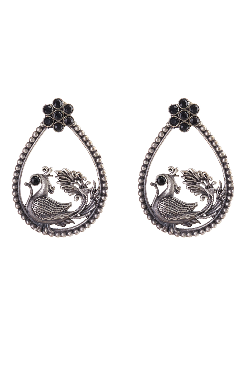 Black Metal Brass Earrings image number 2