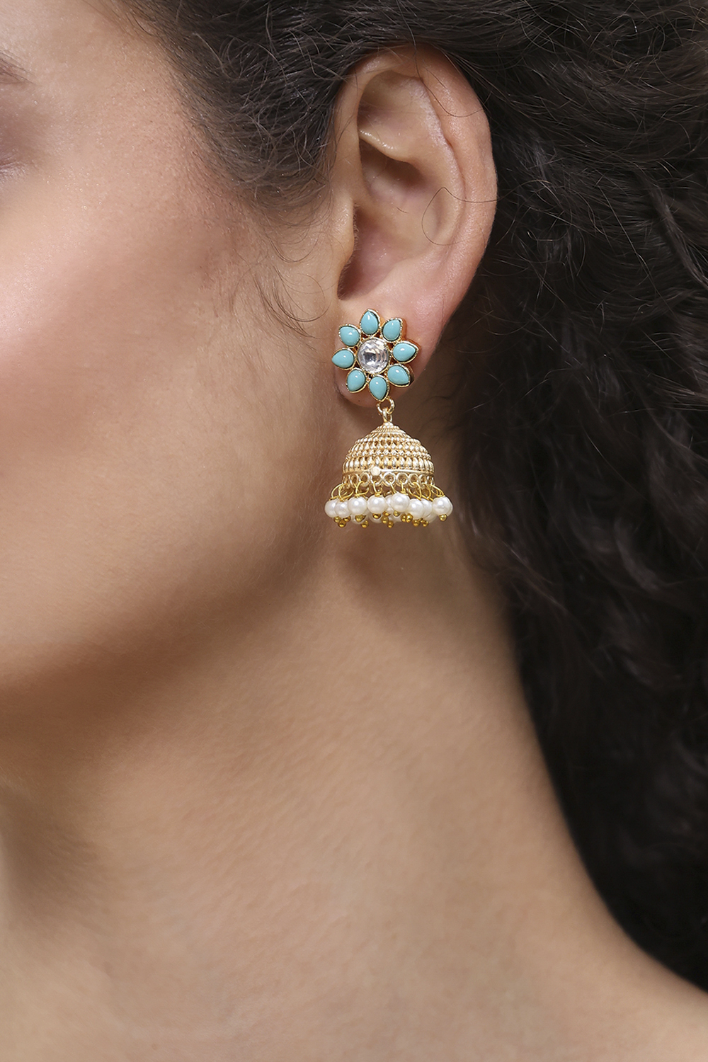 Turquoise Alloy Jhumka image number 1