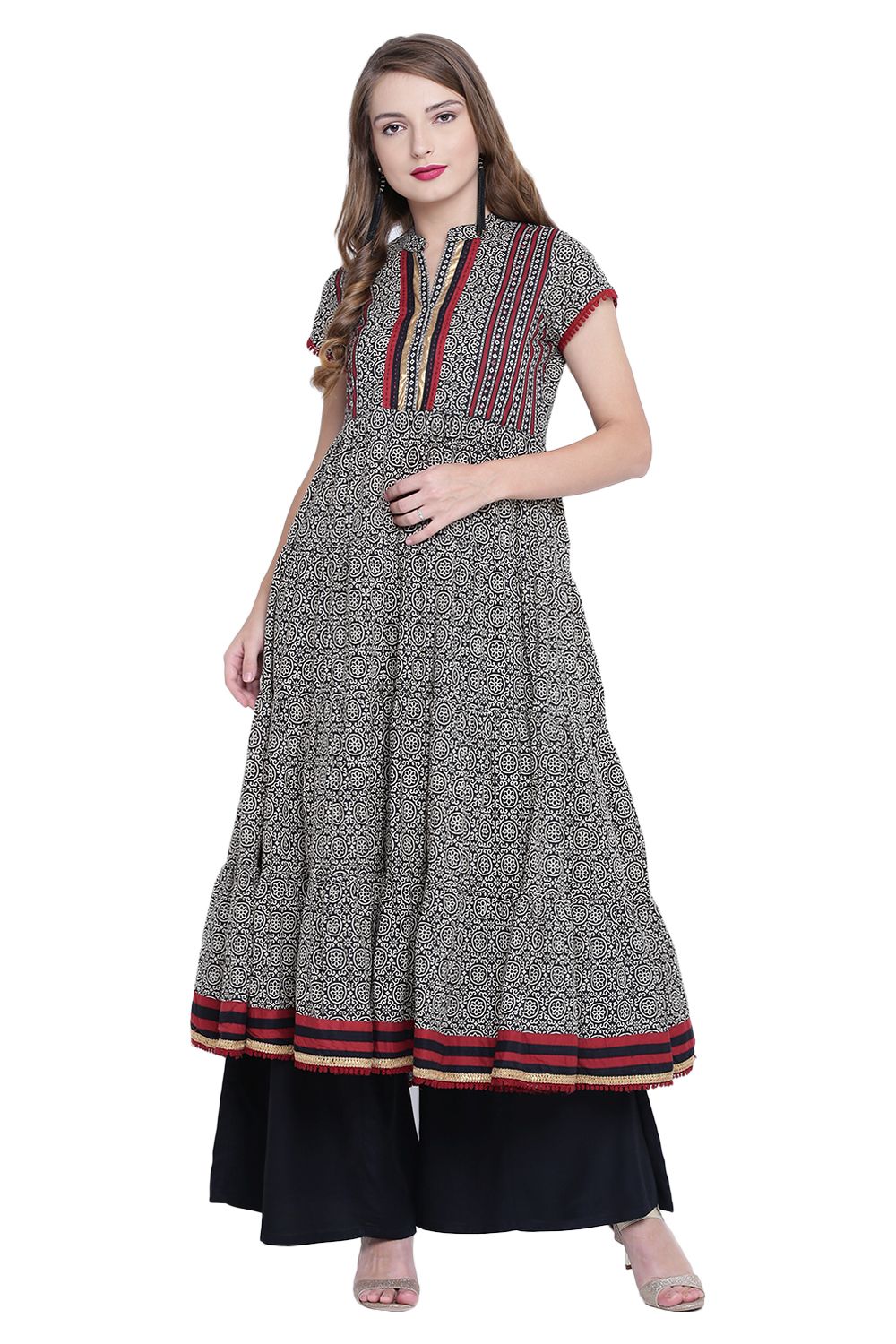Rangriti Beige Kalidar Cotton Kurta image number 0