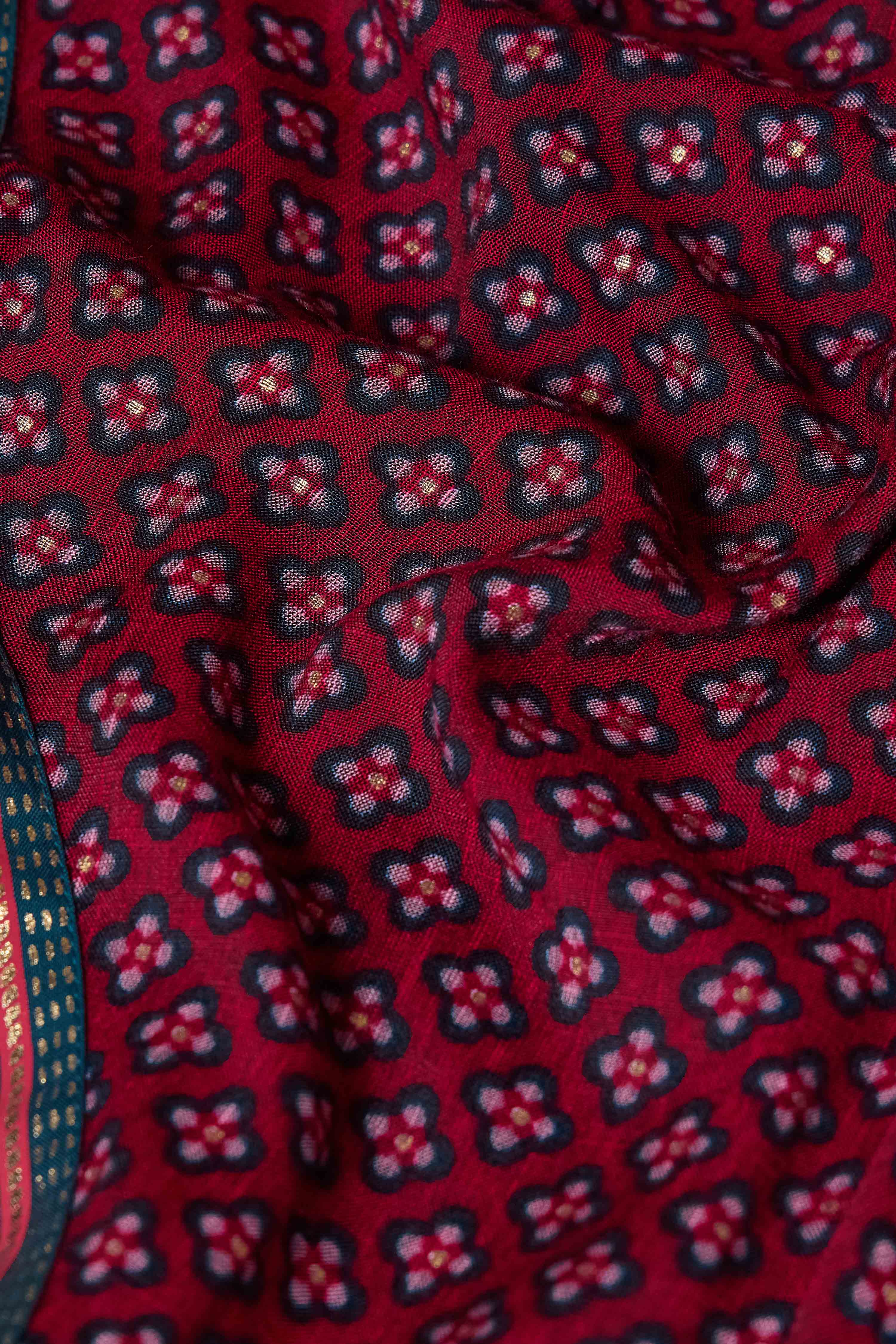 Red Viscose Blend Regular Printed Top image number 3
