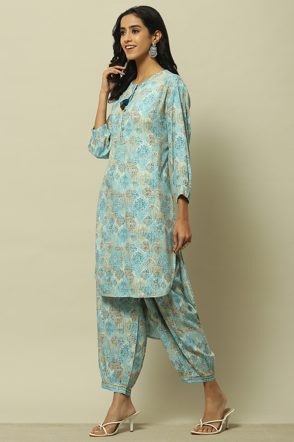 Multi-coloured Printed Straight Co-ord Set image number 3