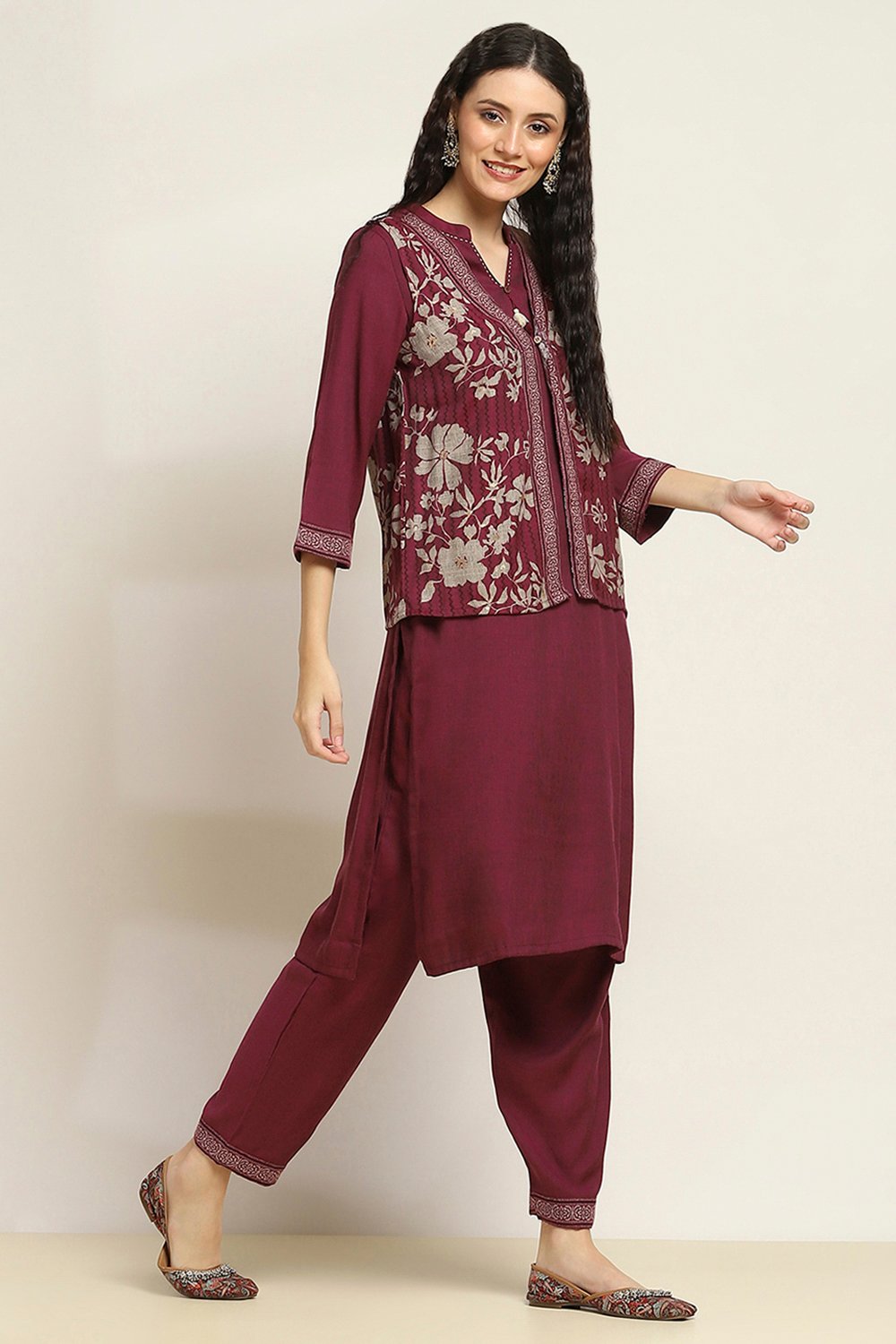 Black Viscose Blend Printed Straight Kurta Pants Set image number 5