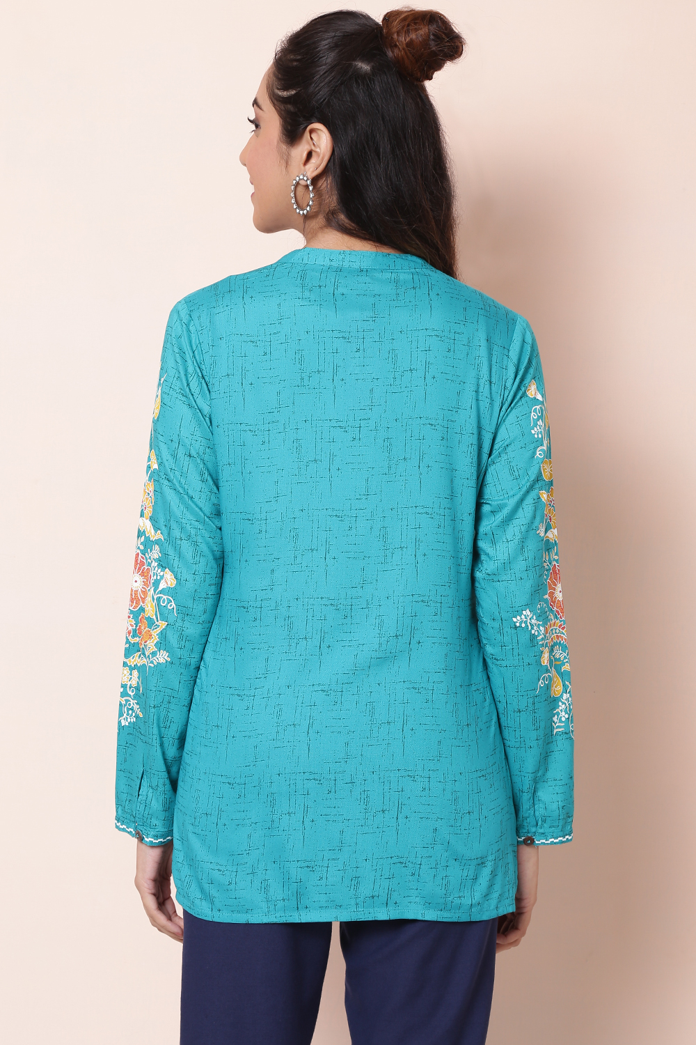 Blue Viscose Rayon Short Top image number 5
