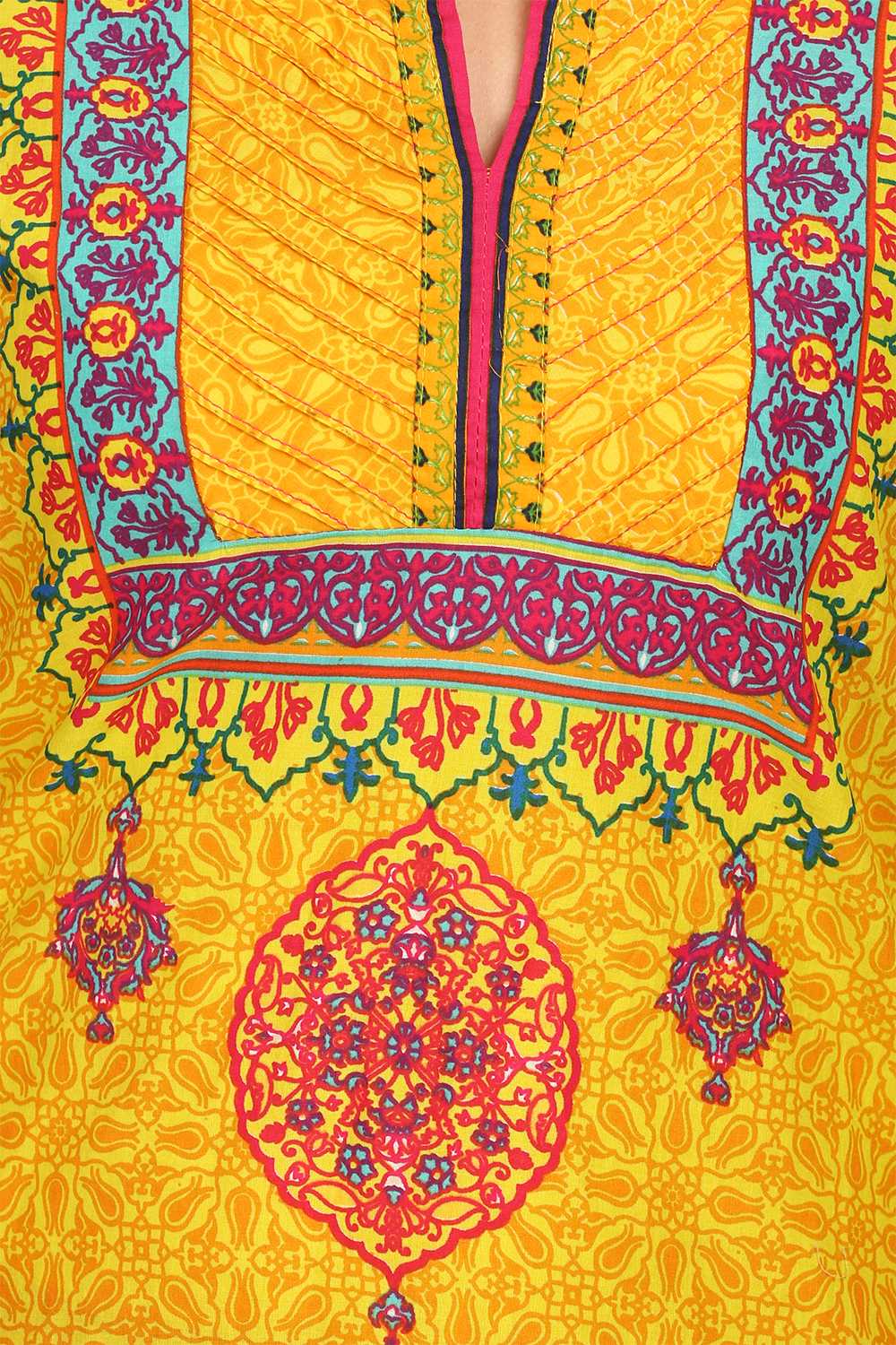 Yellow Straight Cotton Kurta image number 4