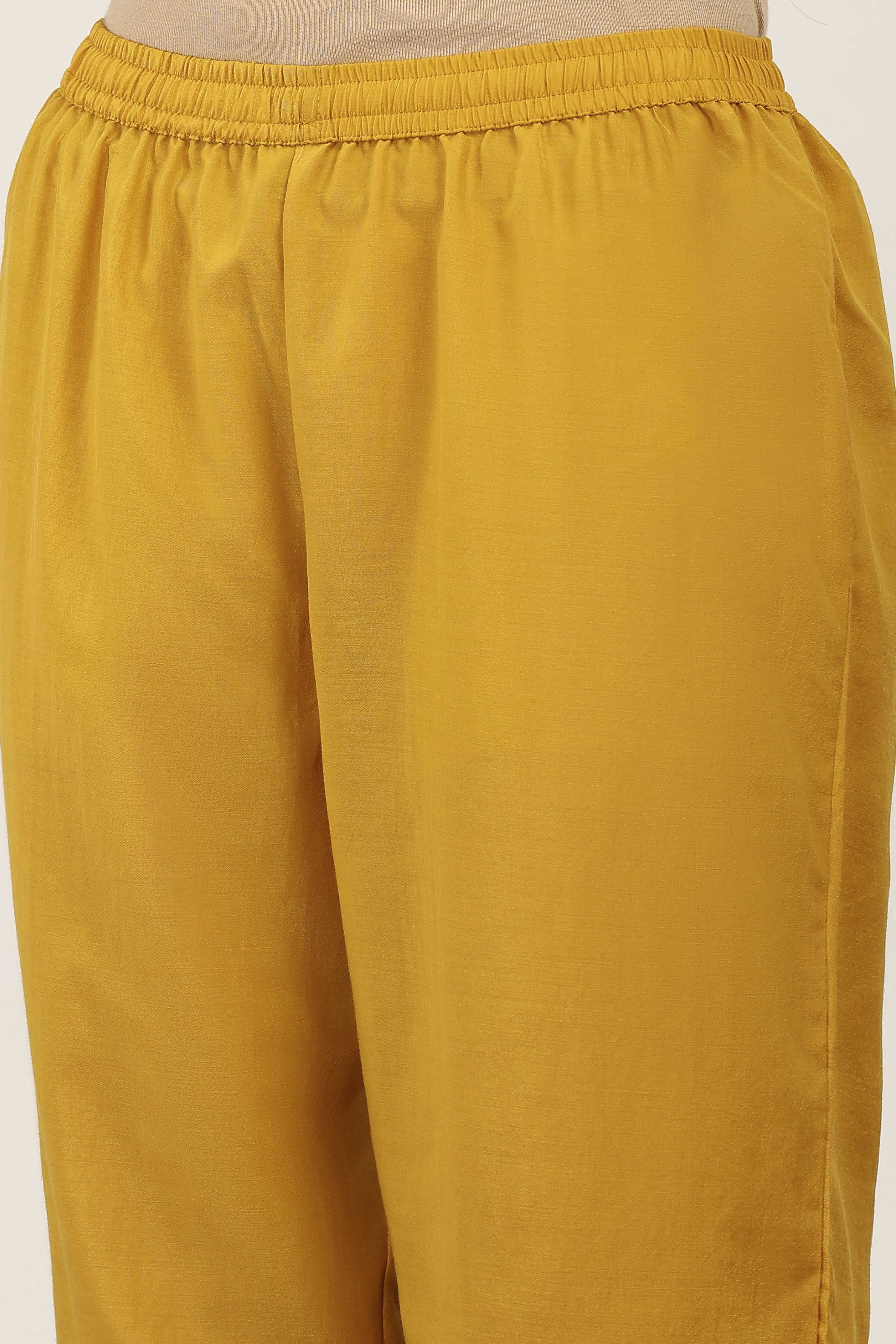 Yellow Viscose Polyester Kalidar Suit Sets image number 2
