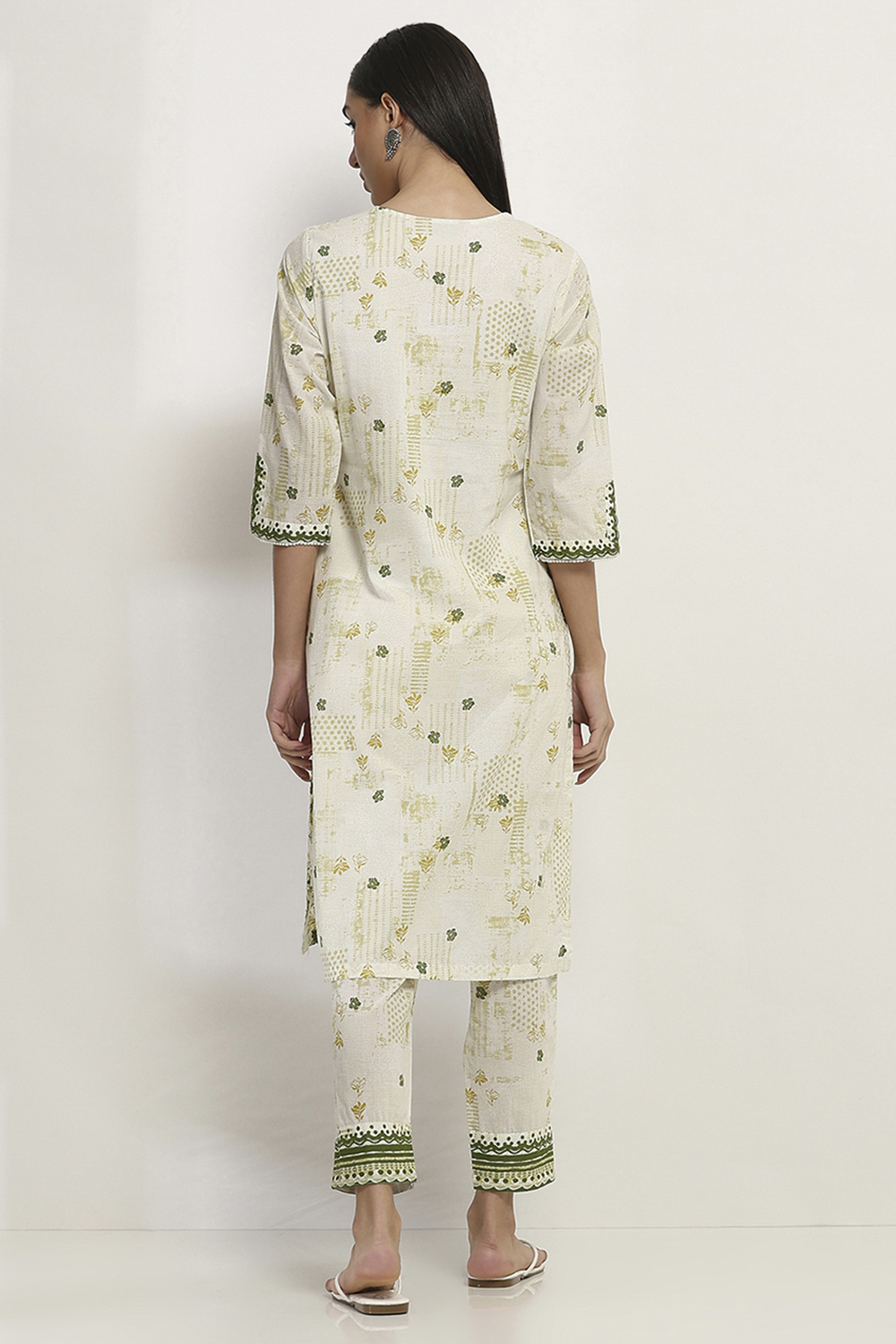 Lime Green Cotton Straight Set image number 3