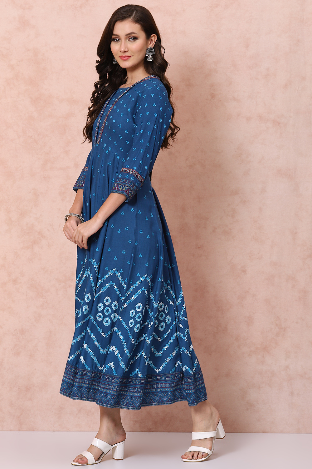 Indigo LIVA Kalidar Dress image number 2