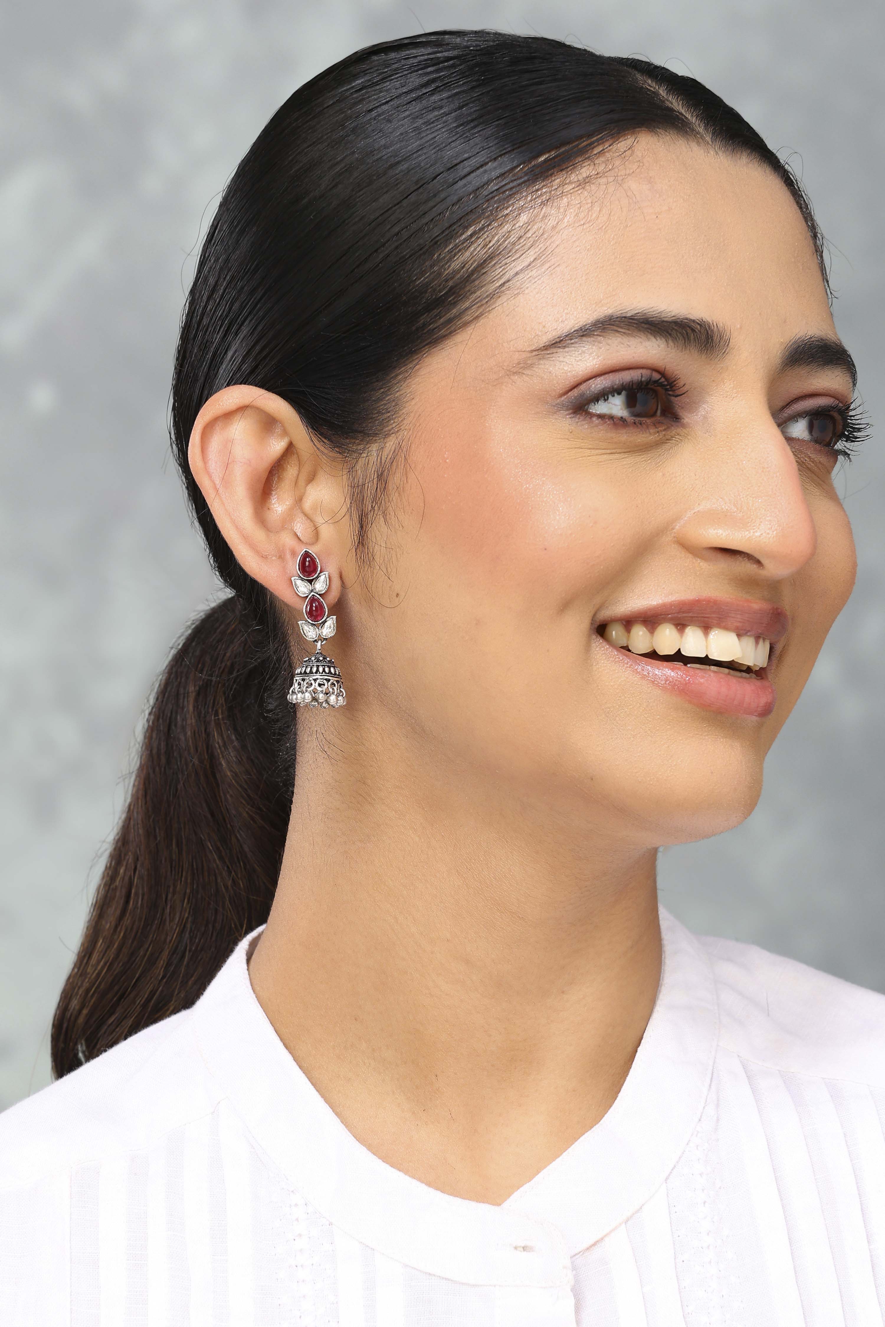 Red Brass Jhumka image number 3