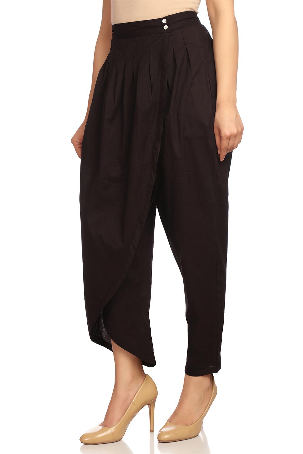Black Cotton Fusion Pants image number 1