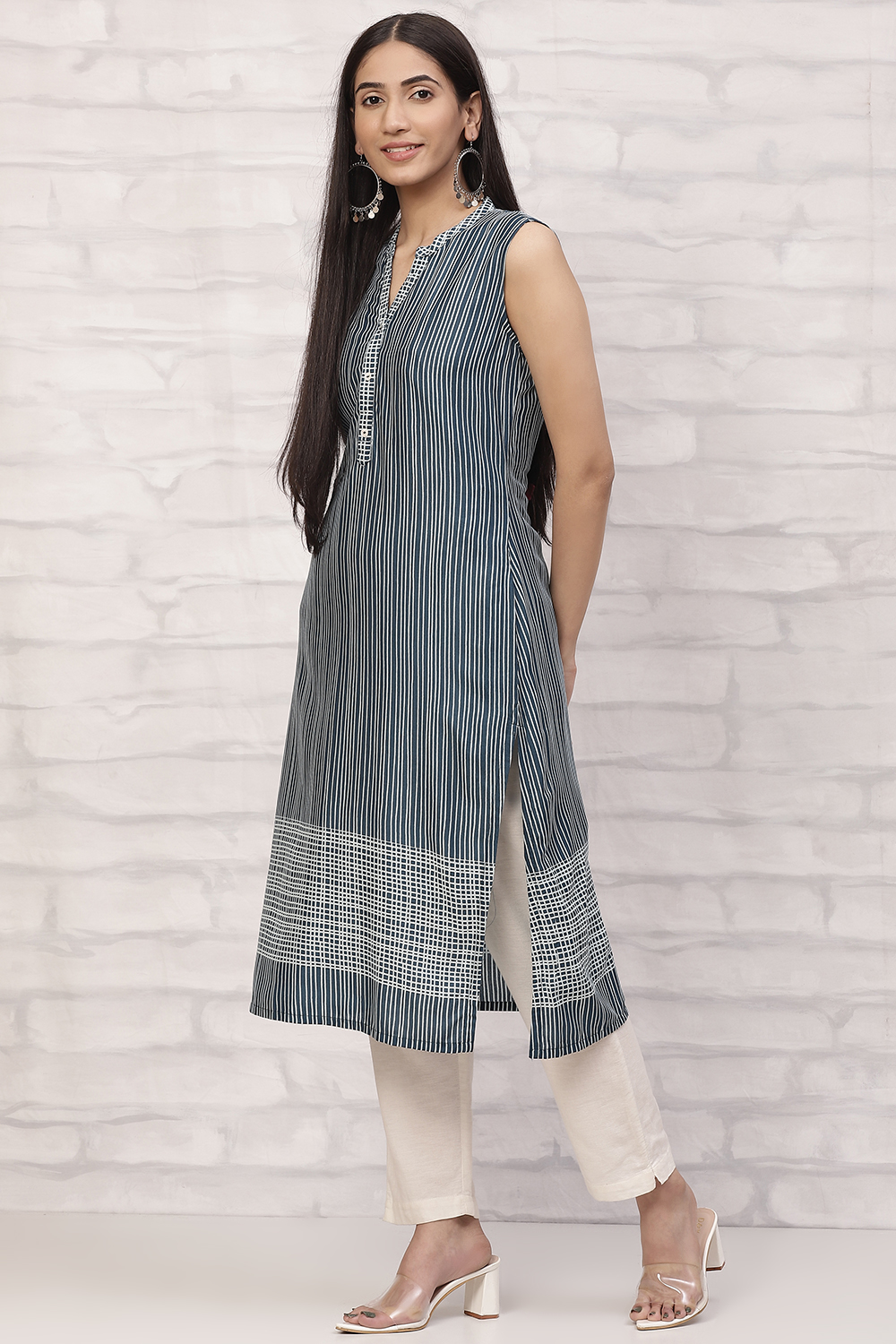 Orange Straight Printed Kurta image number 2