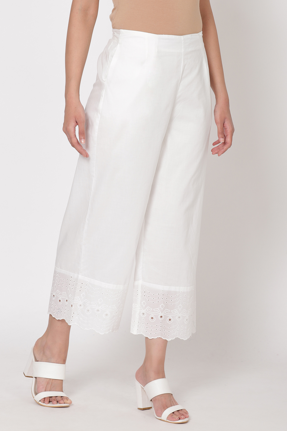 Black Cotton Palazzo Pants image number 3