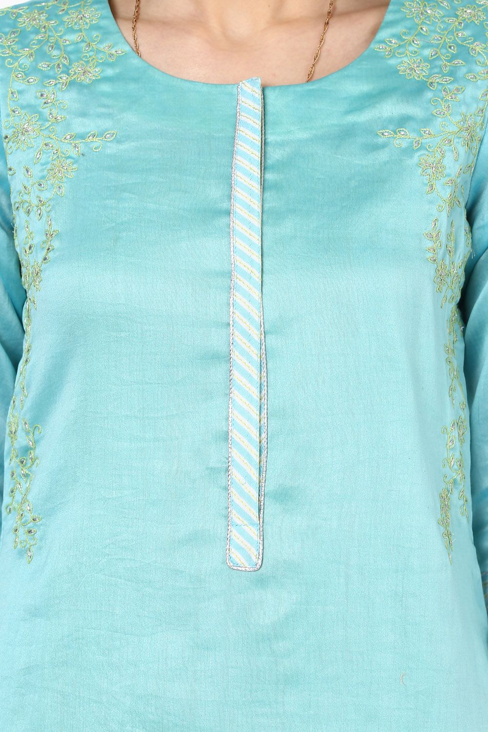 Light Blue Straight Poly Chanderi Kurta image number 1