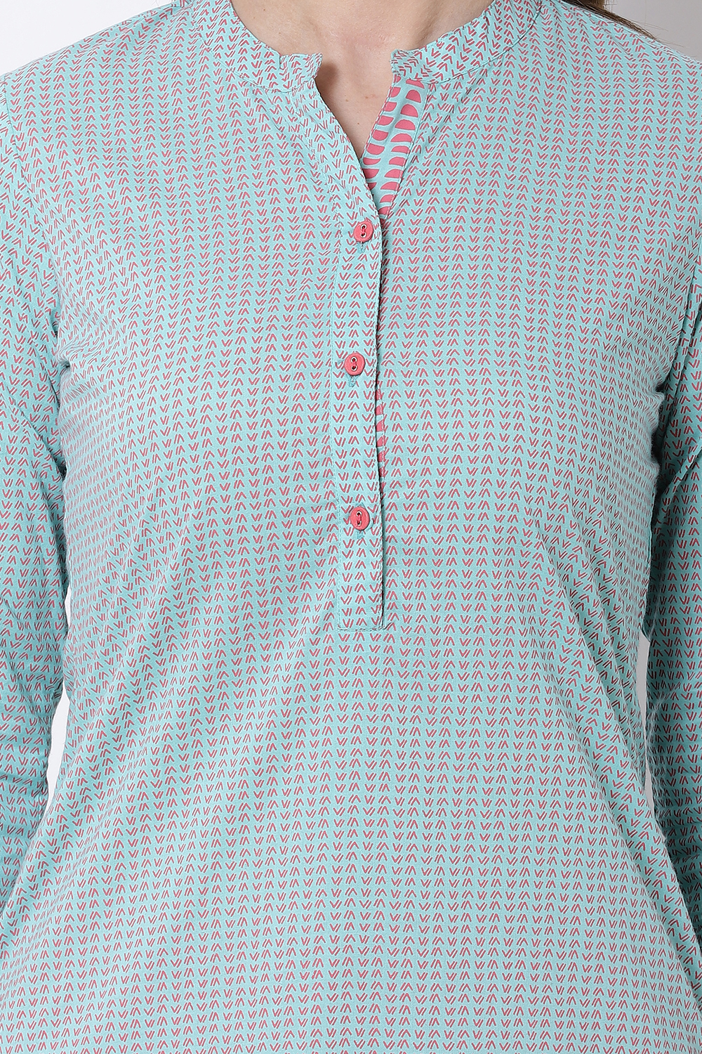 Aqua Cotton Straight Kurta image number 1