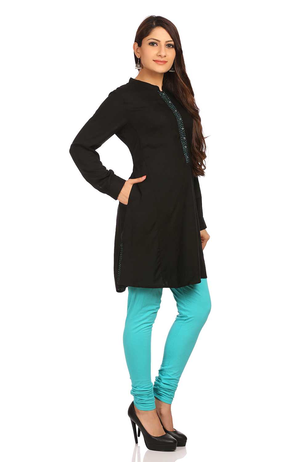 Black Straight Rayon Kurta image number 1
