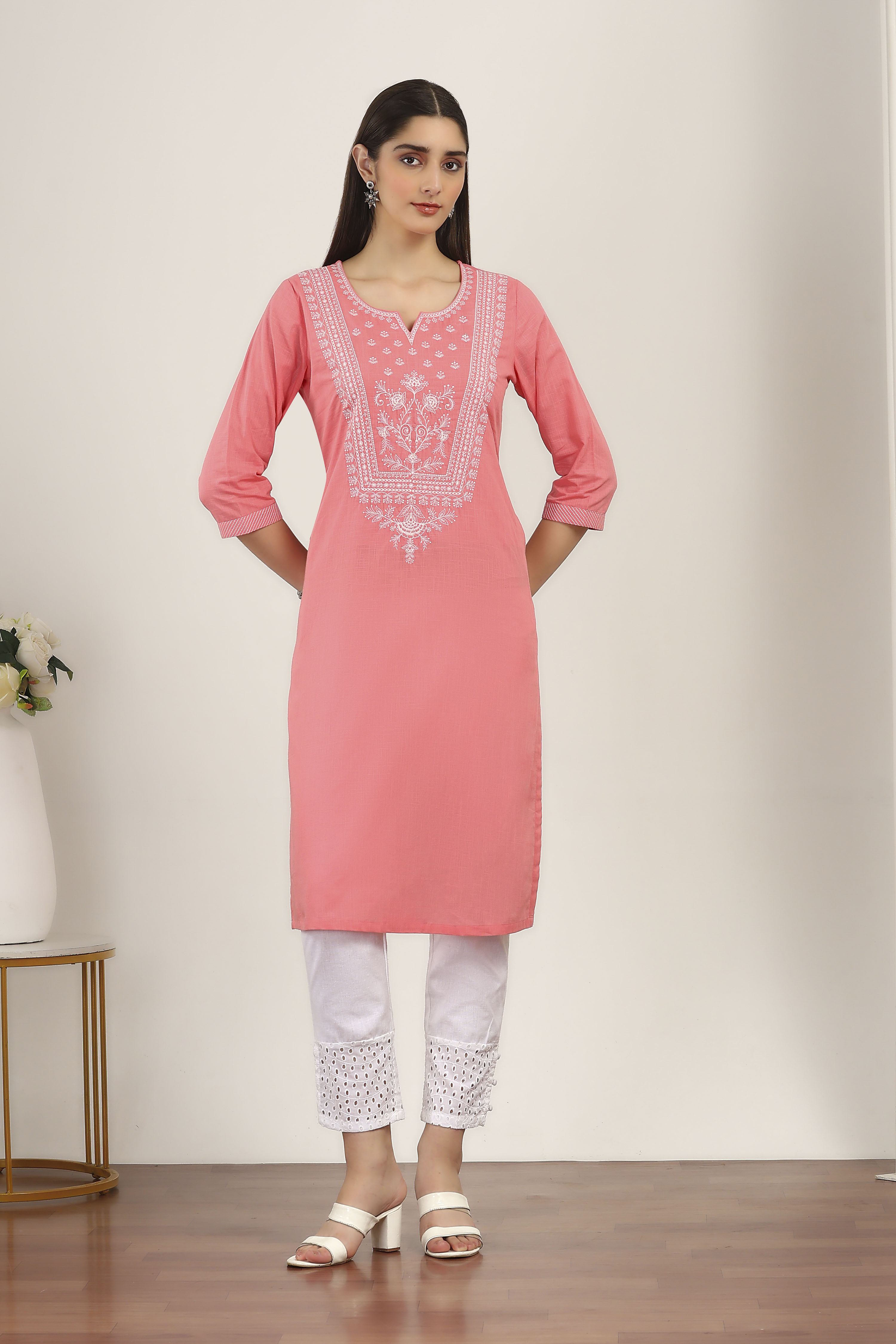 Indigo Cotton Straight Kurta image number 6