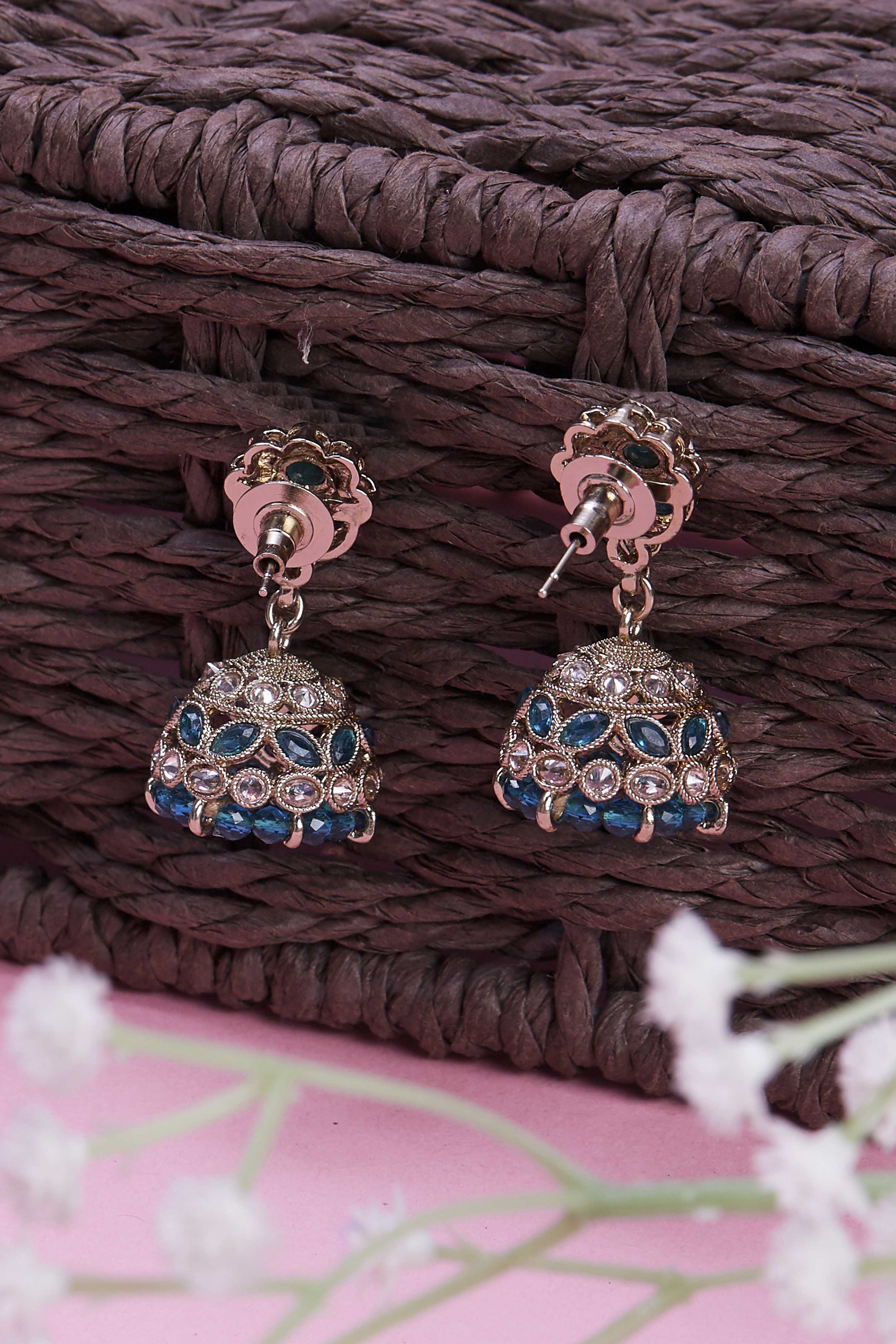 Green Brass Jhumka image number 2