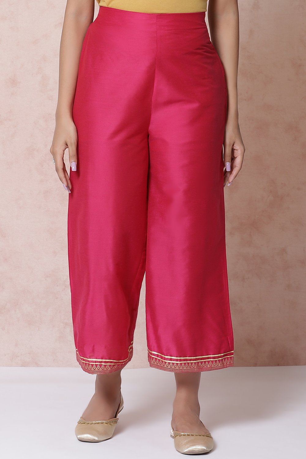 Fuchsia Art Silk Palazzo Pants image number 0