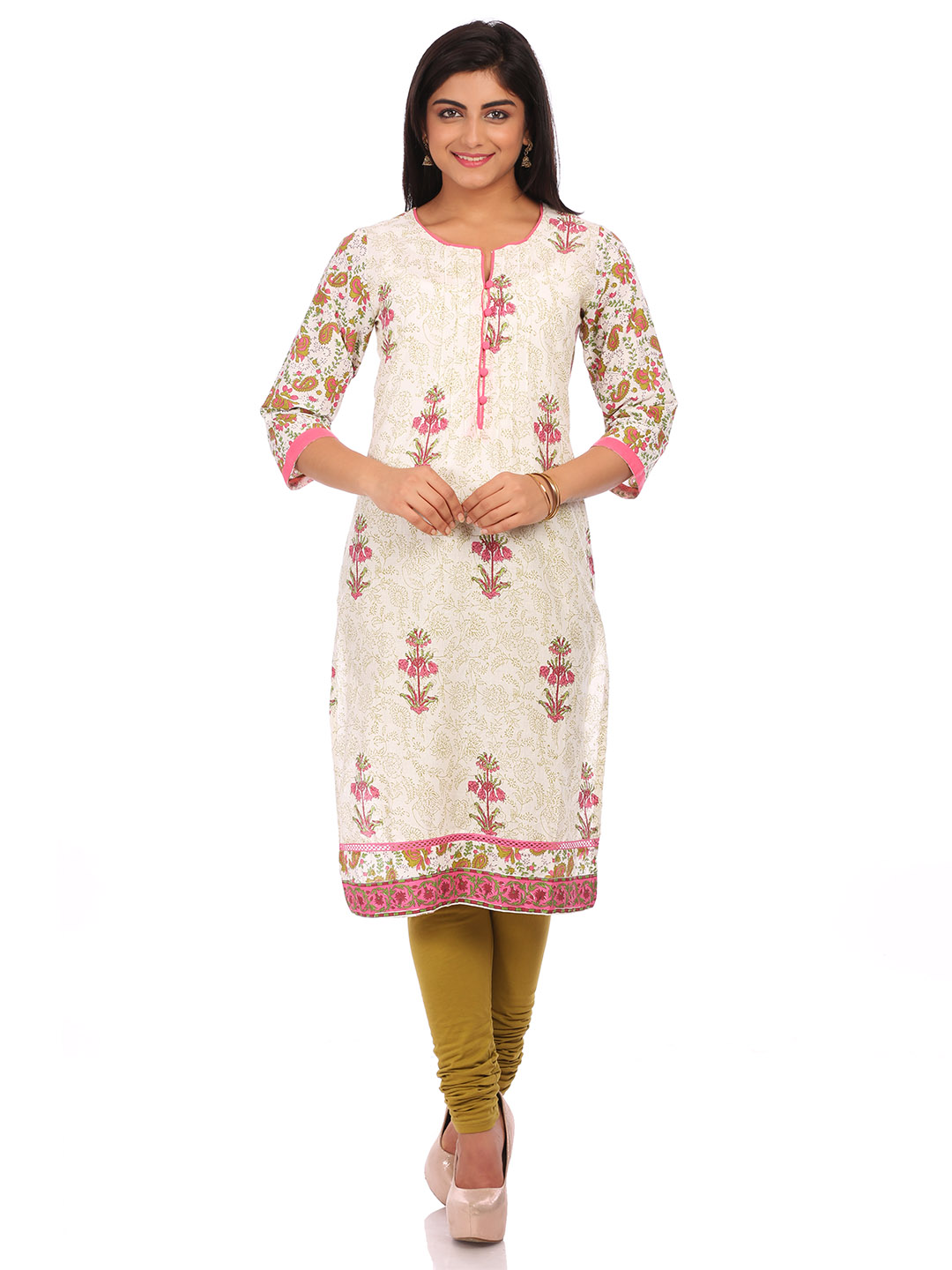 White Cotton Straight Kurta image number 0