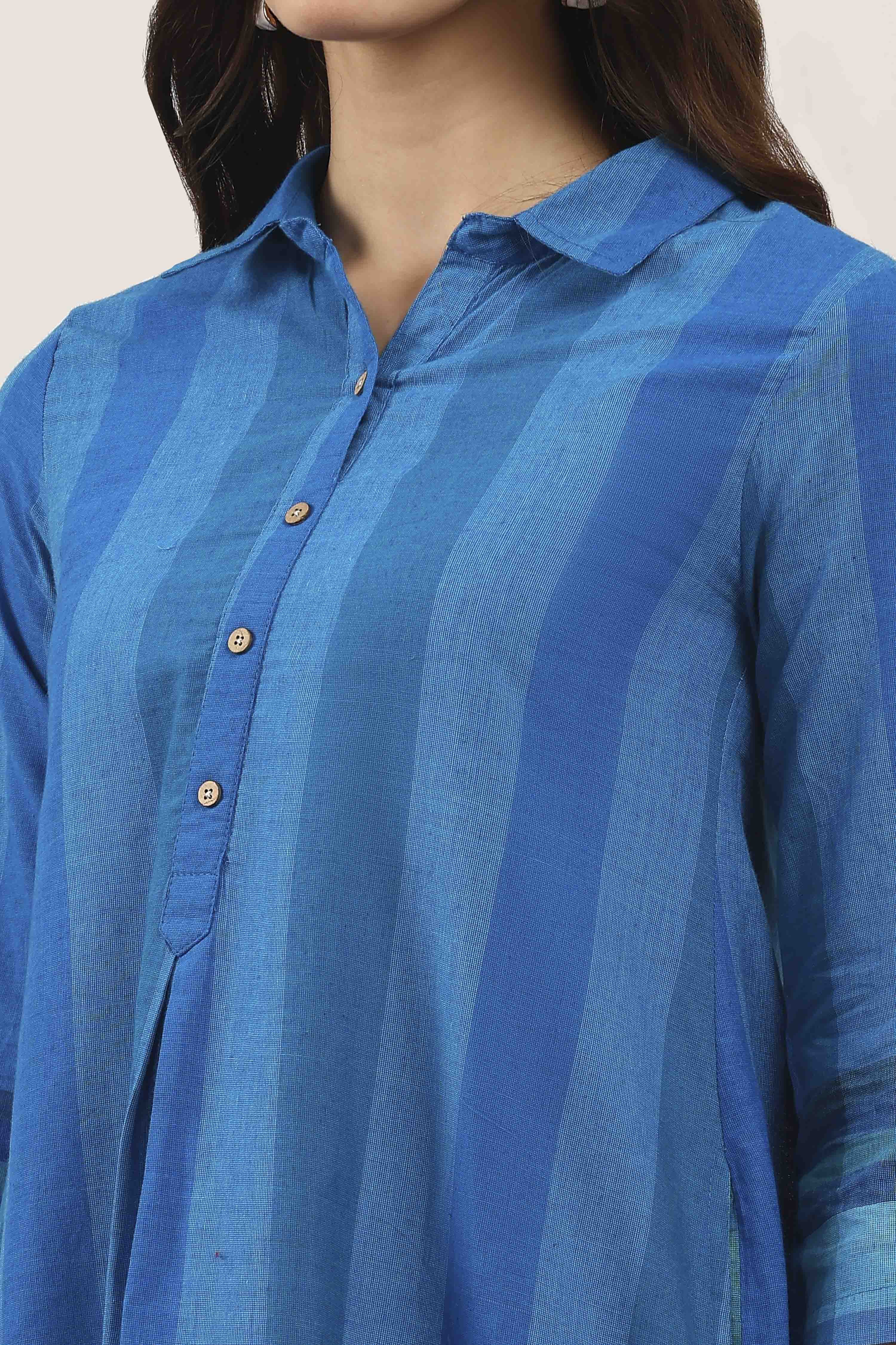 Blue Cotton Straight Kurtas image number 1