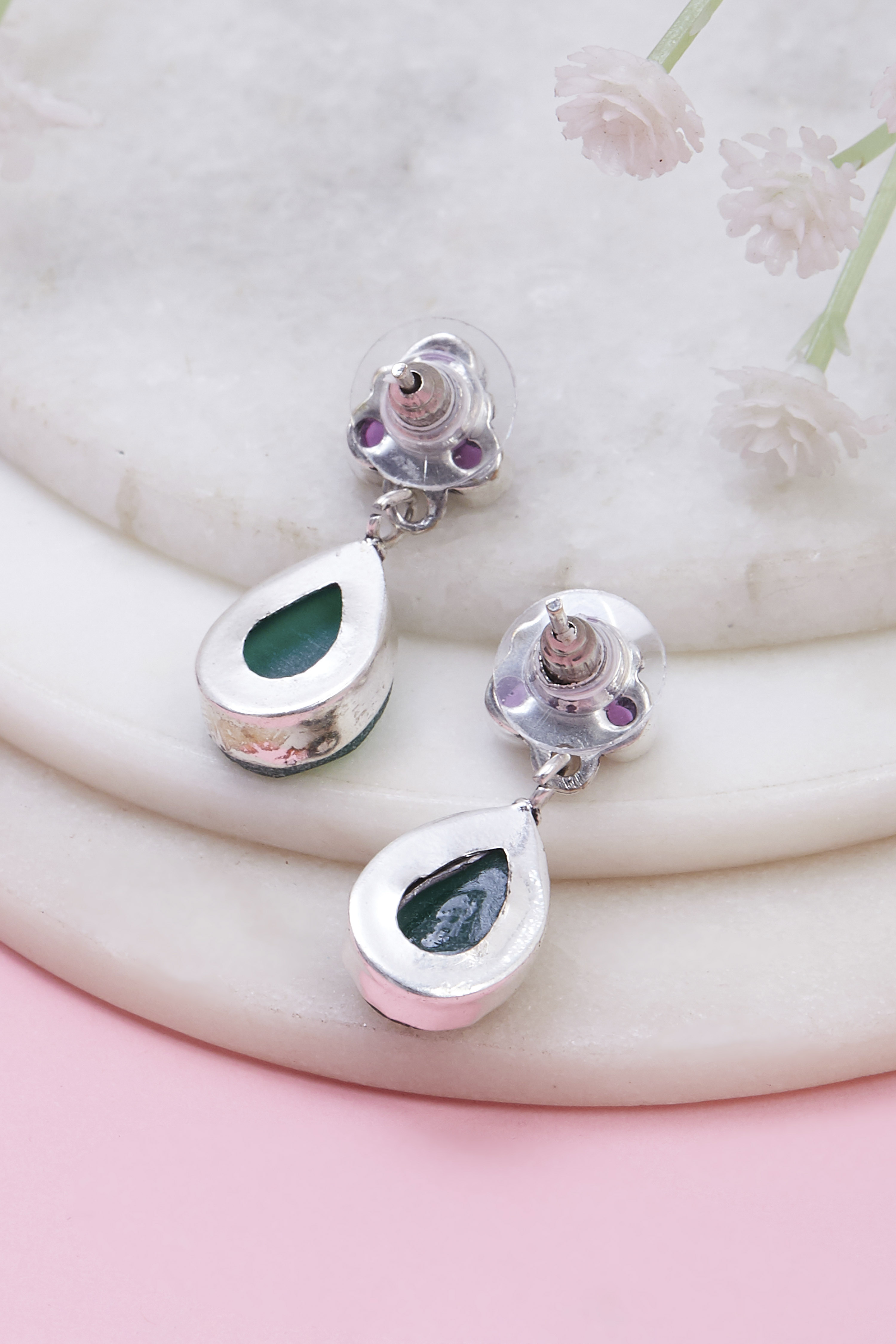Green Brass Drop & danglers image number 2