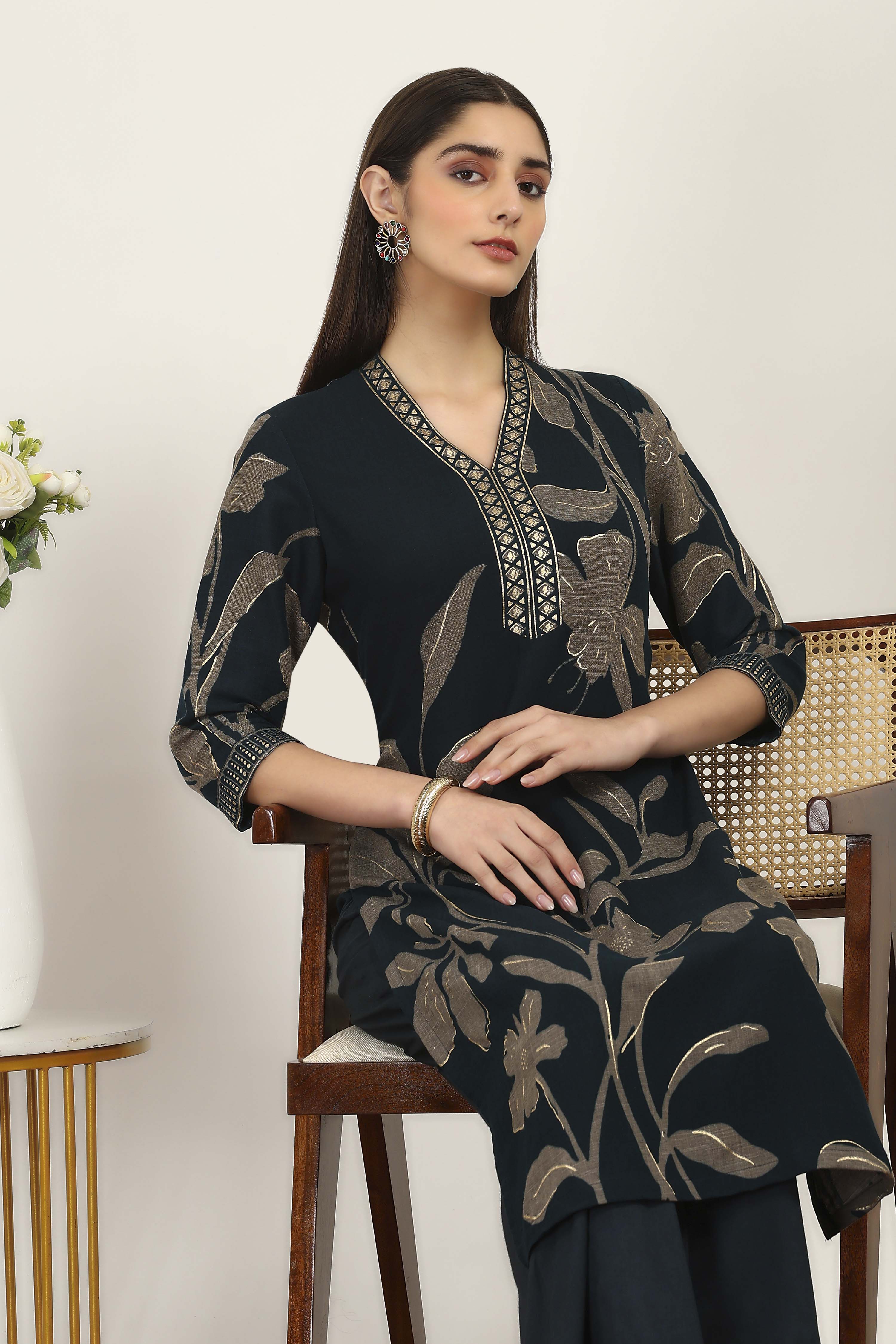 Pink Viscose Polyester Viscose Rayon Kurta Pants Set image number 6