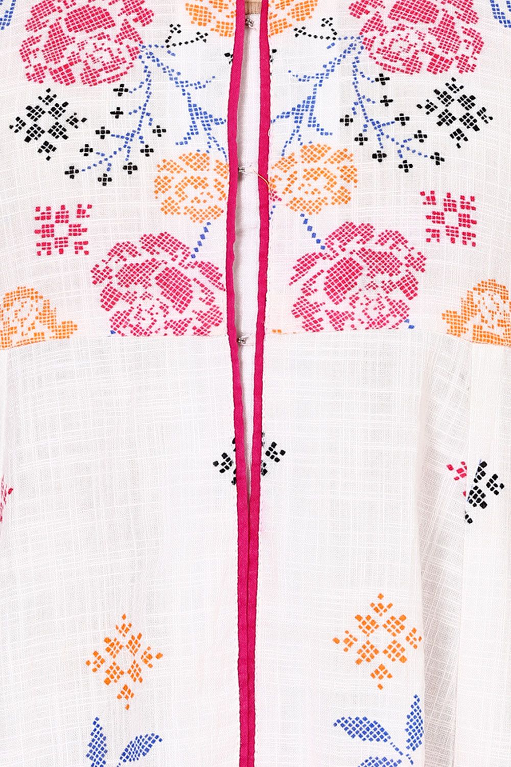 White Kalidar Cotton Kurta image number 1