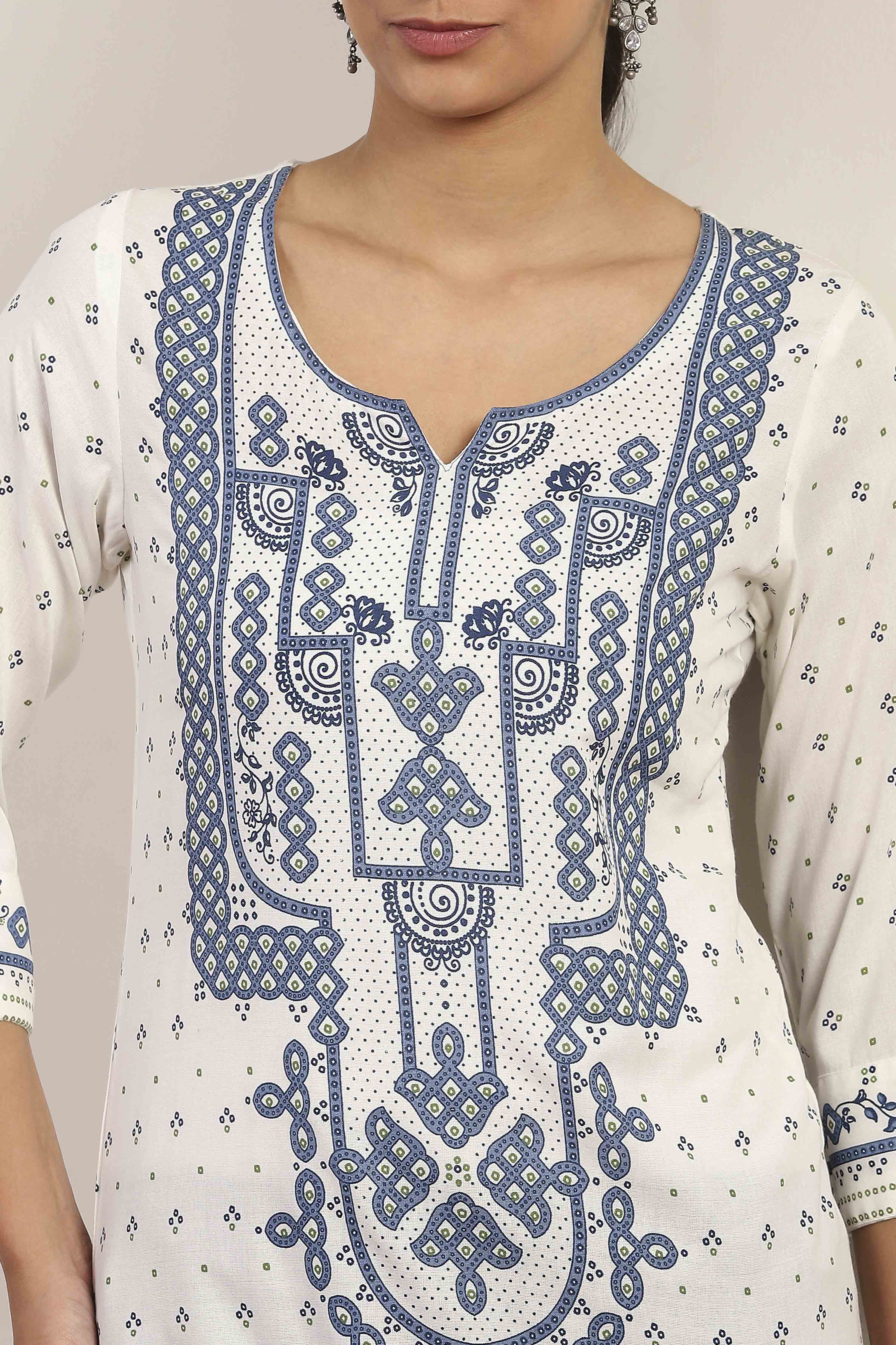 White Viscose Rayon Straight Kurta Pants Set image number 1