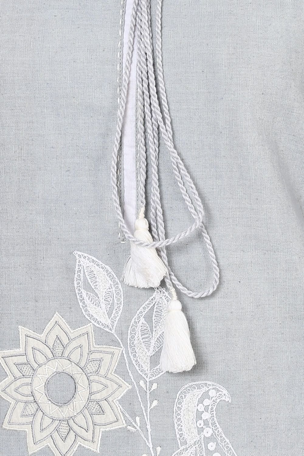 Grey Straight Cotton Kurta image number 1