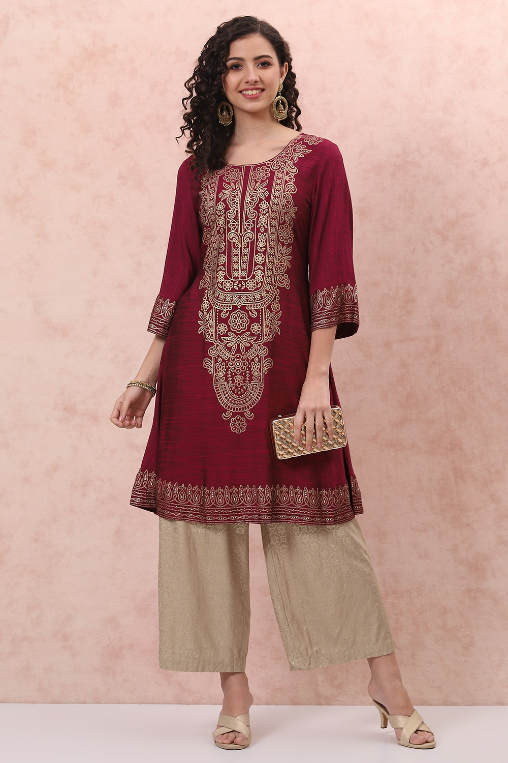 Pink A-Line Kurta image number 5