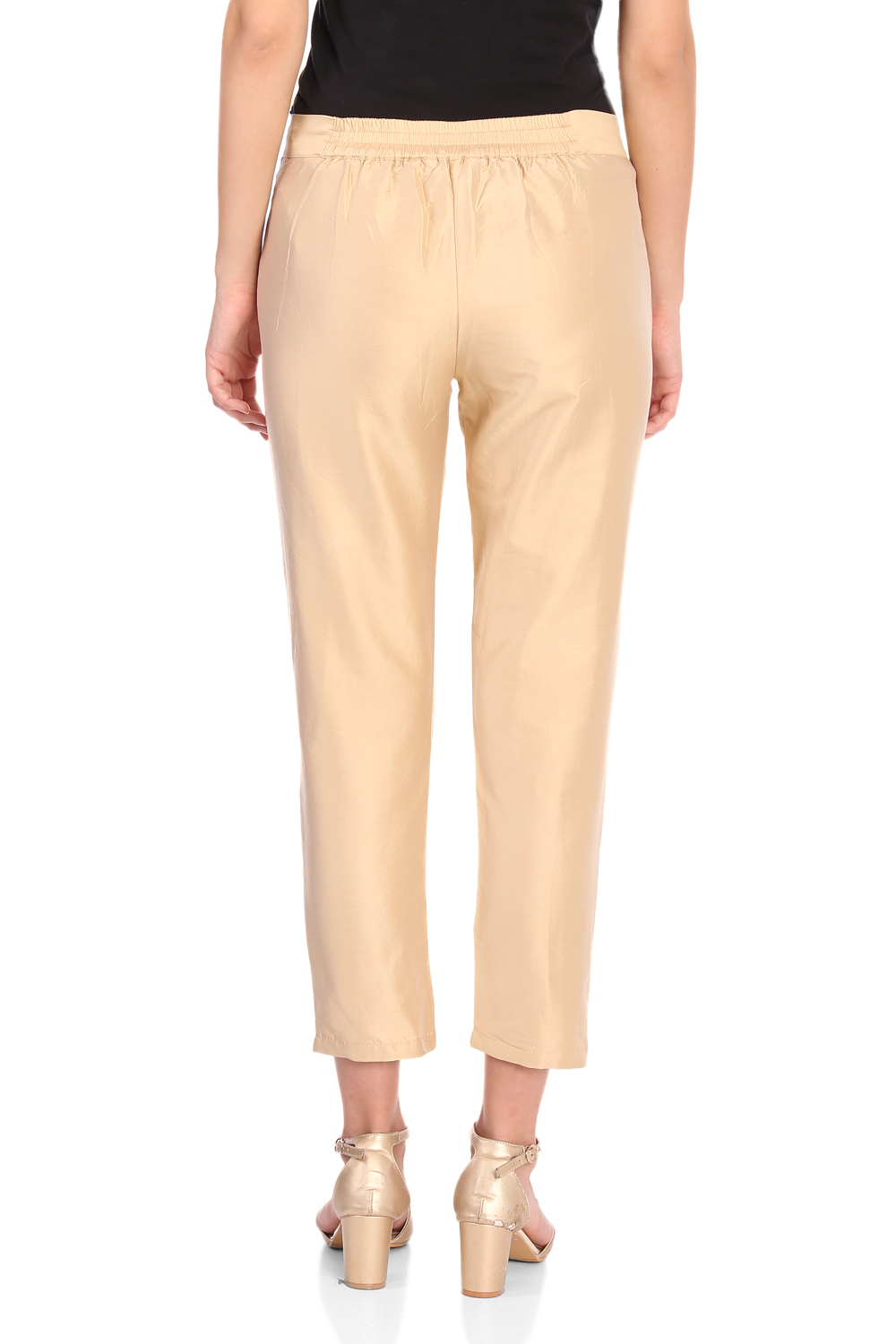 Gold Poly Cotton Slim Pants image number 4