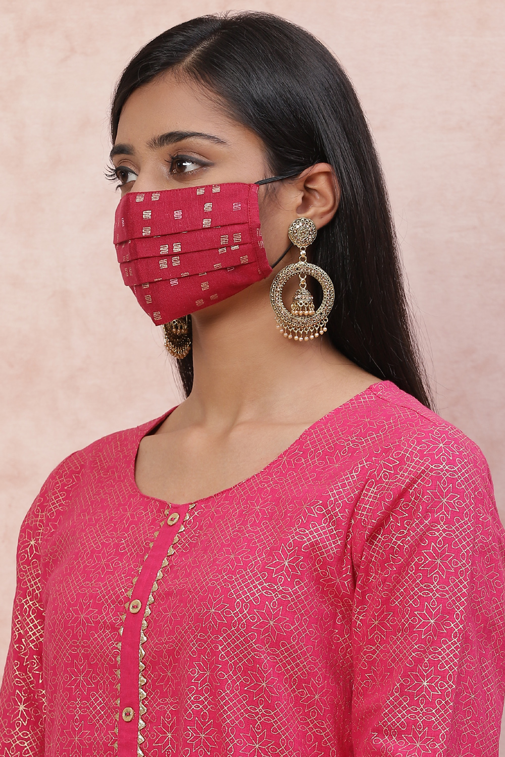 Wine Viscose Face Mask image number 1