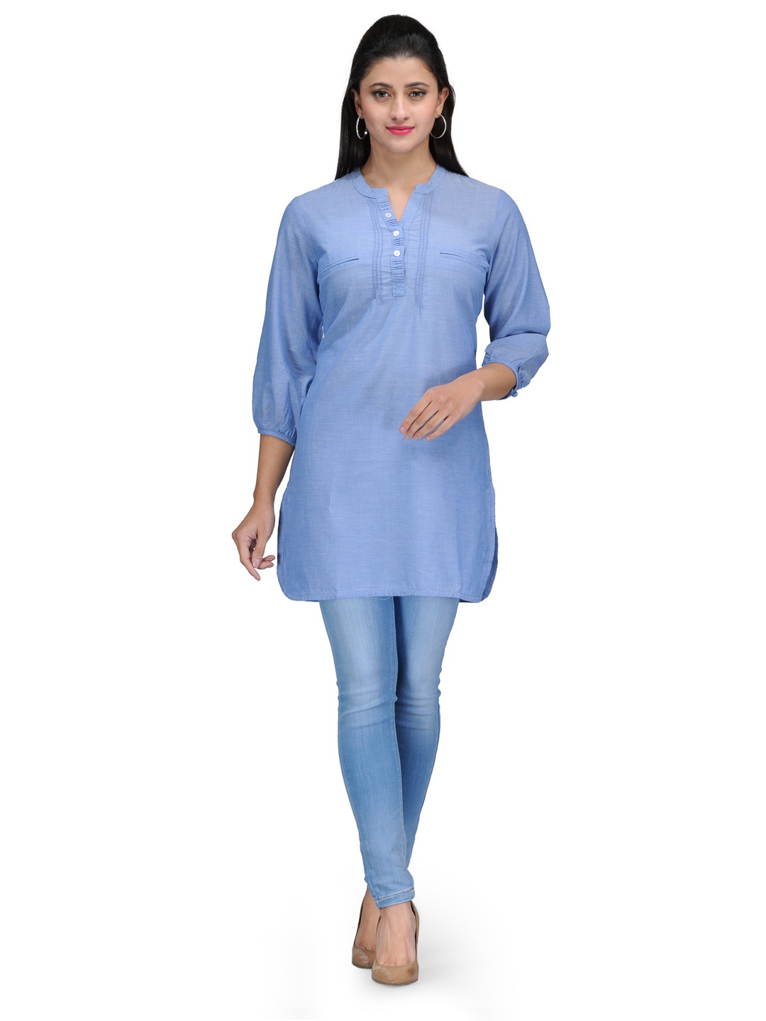 Blue Cotton Straight Kurti image number 0