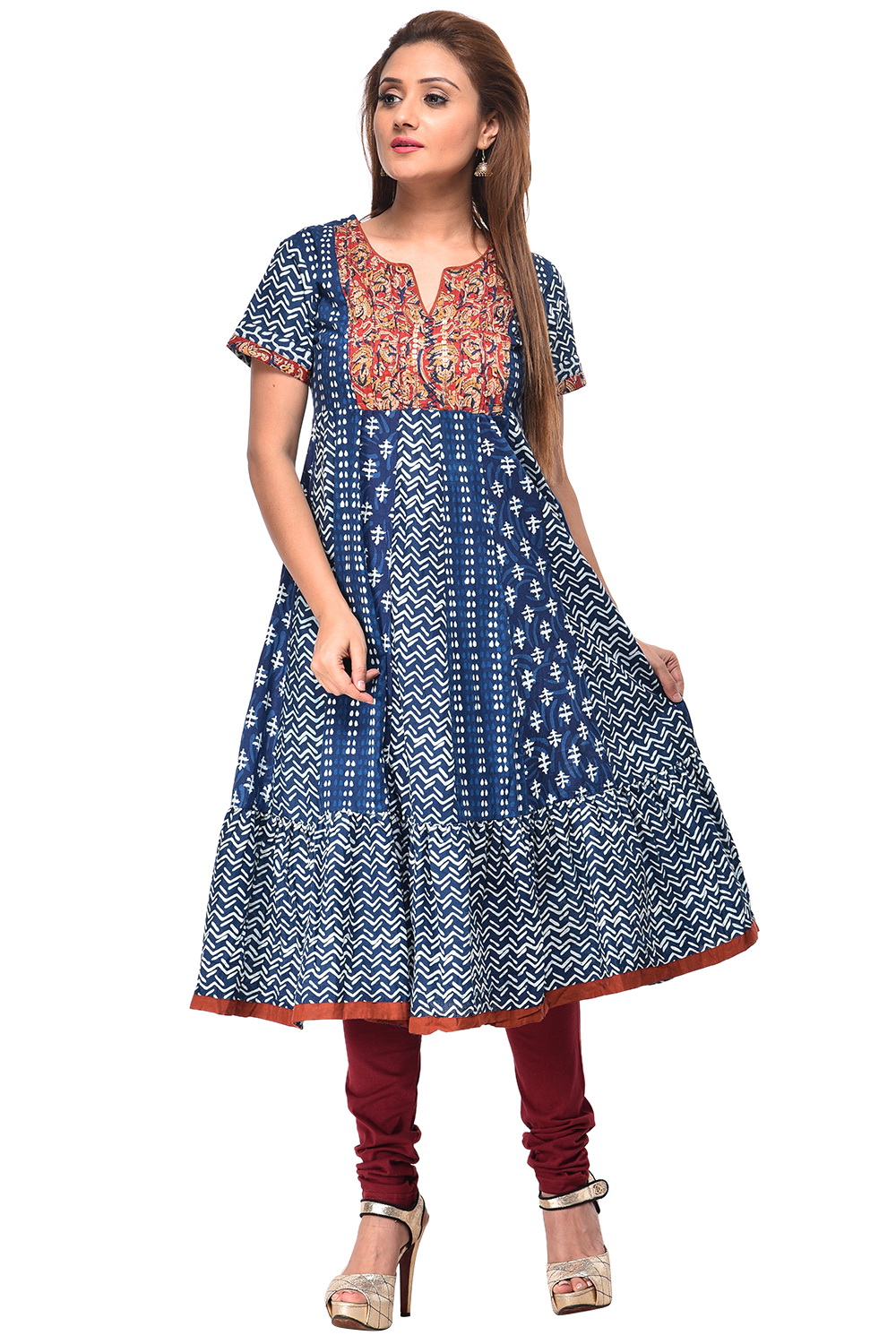 Indigo Kalidar Cotton Kurta image number 0